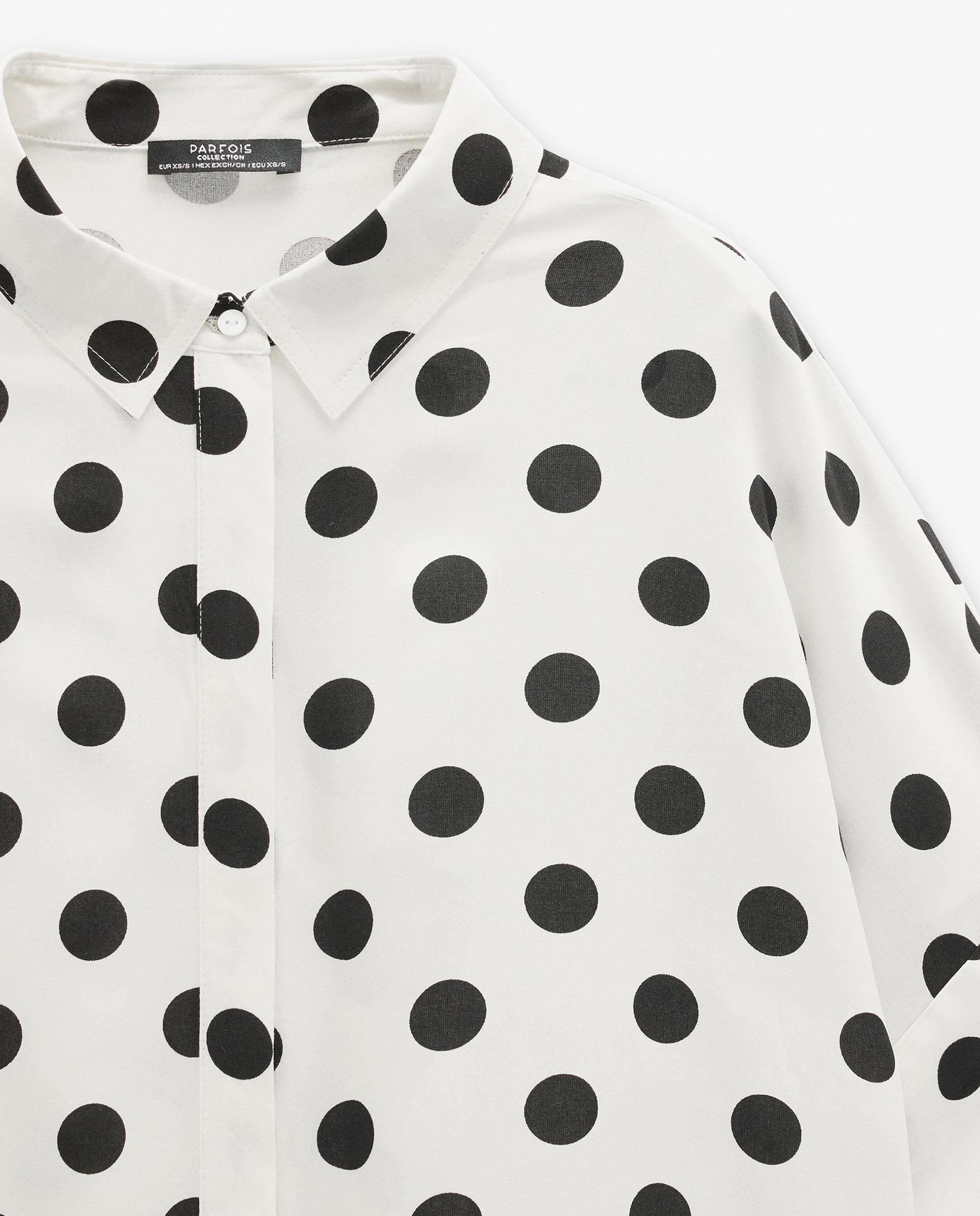 Camisa de mujer 100% viscosa de manga corta con estampado de lunares - Parfois - Multicolor Multicolor-5