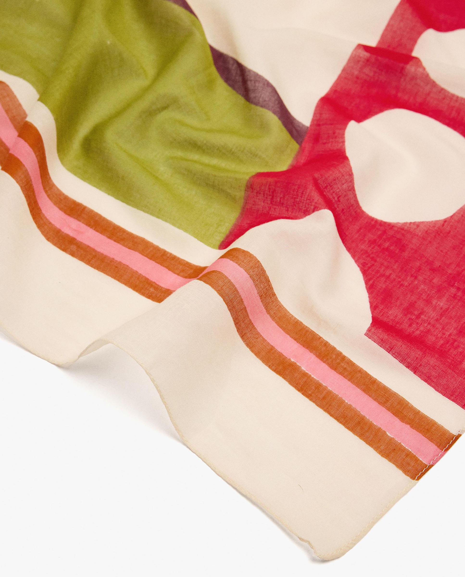 Pañuelo 100% algodón con estampado geométrico - Parfois - Rojo Rojo-3