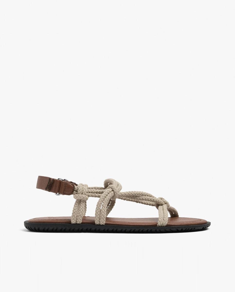 Parfois - Sandalias planas de mujer con tiras de cuerda y cierre adherente en liso.