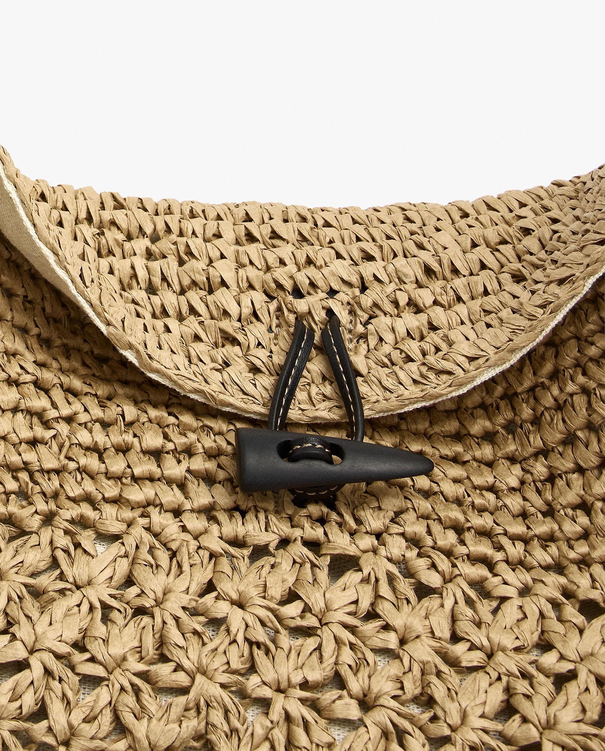 Bolso de hombro efecto rafia con cierre imantado en liso - Parfois - Natural Natural-3