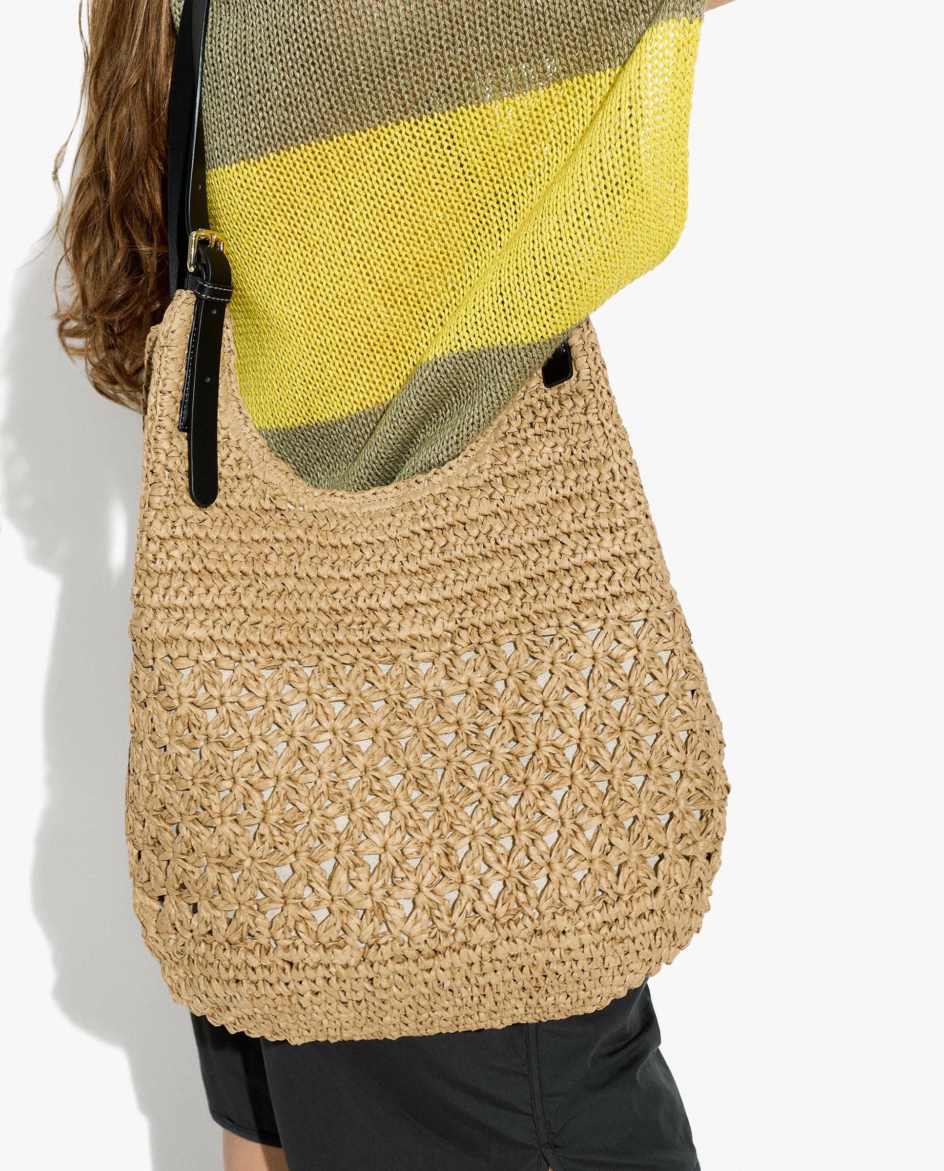 Shopper grande efecto rafia con cierre imantado en liso - Parfois - Natural Natural-2