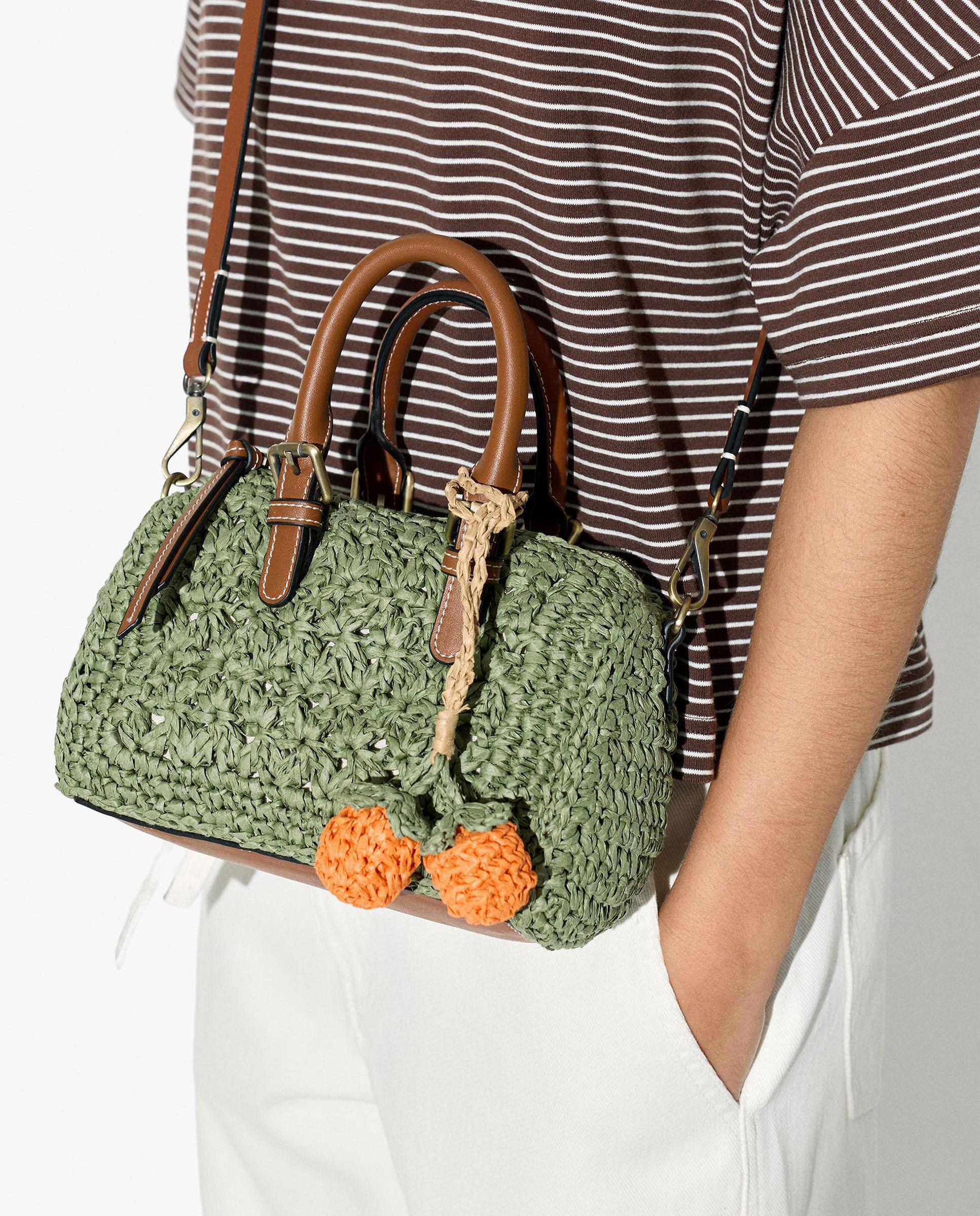 Bolso de mano convertible a bandolera con cierre de cremallera en liso - Parfois - Verde Verde-2