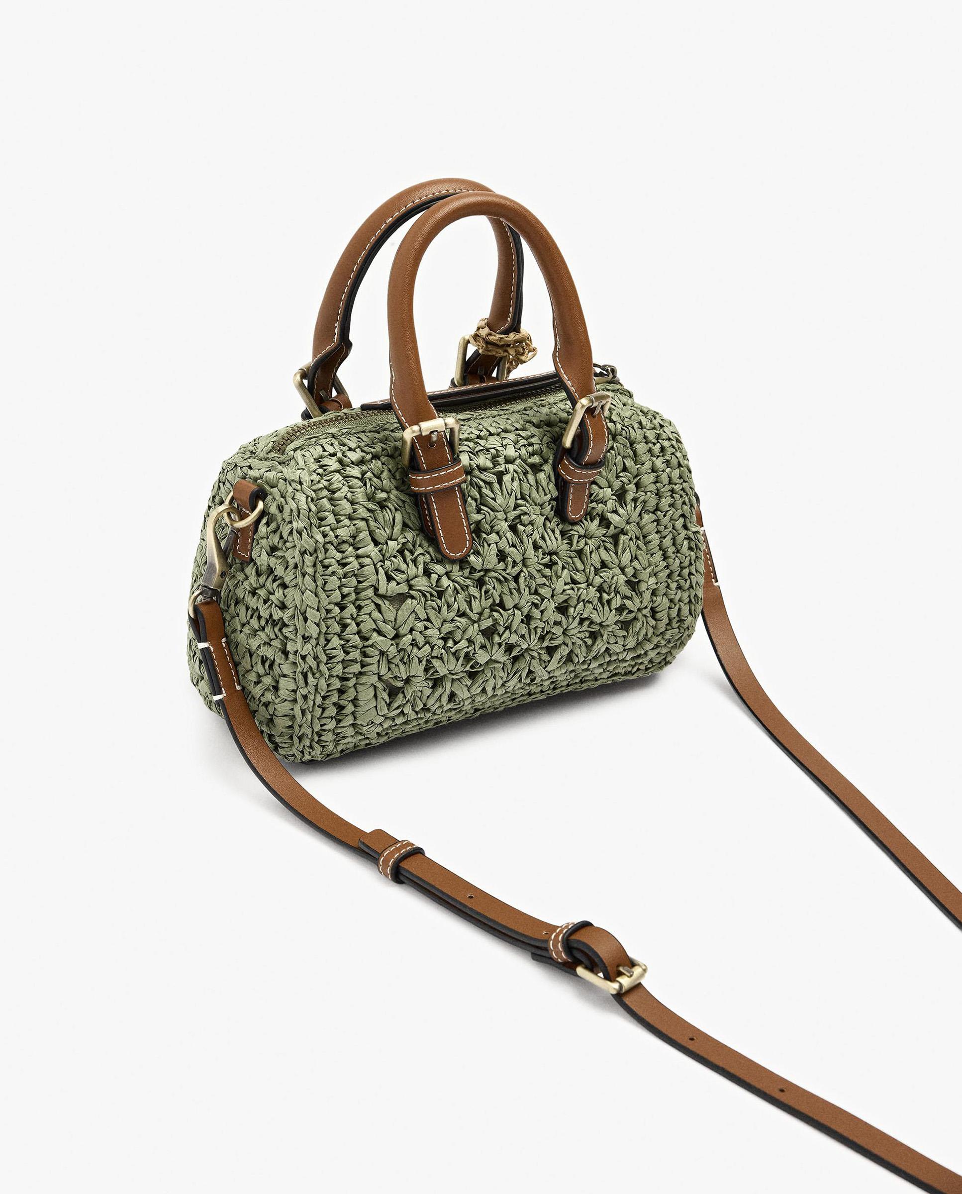 Bolso de mano convertible a bandolera con cierre de cremallera en liso - Parfois - Verde Verde-4