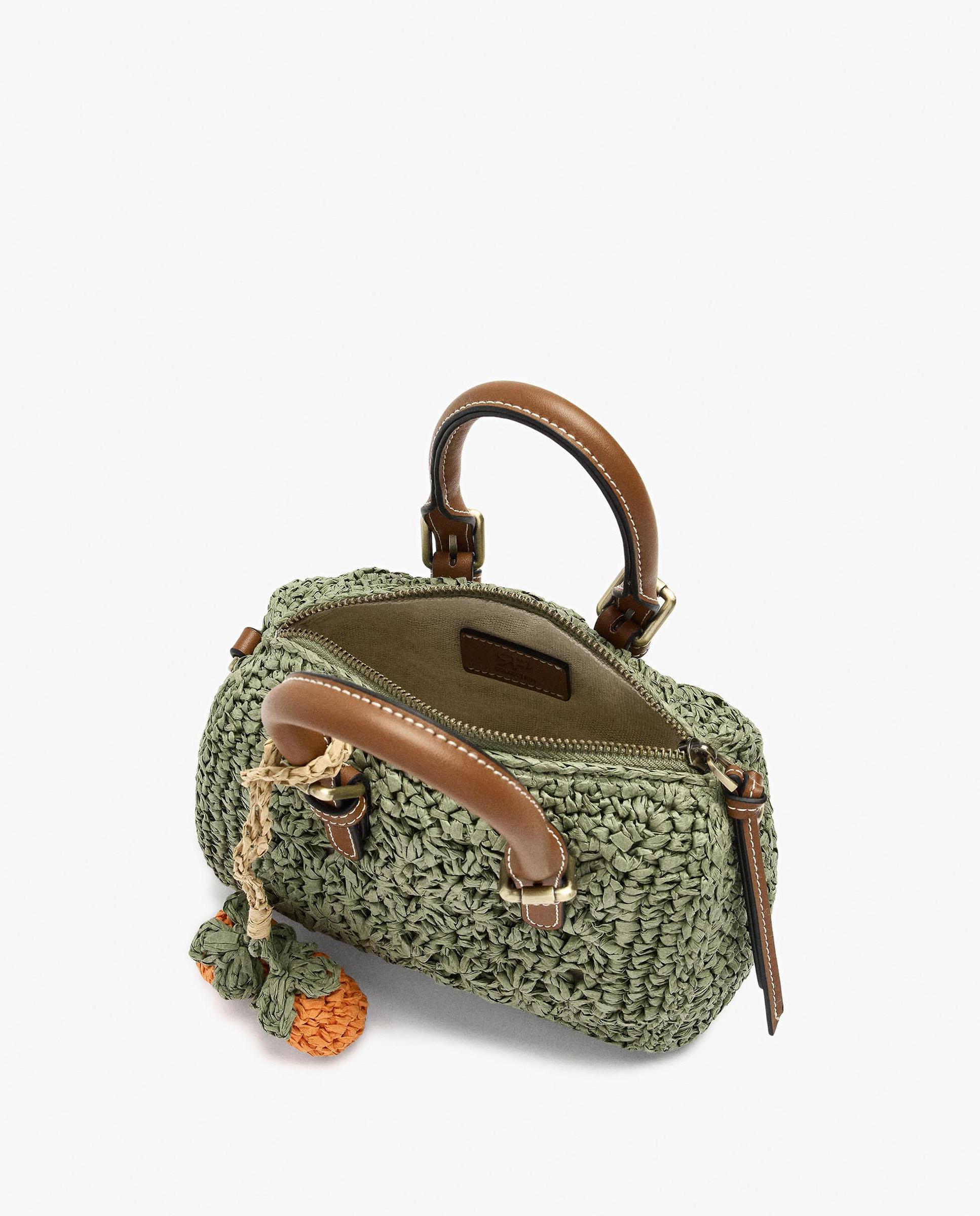 Bolso de mano convertible a bandolera con cierre de cremallera en liso - Parfois - Verde Verde-5