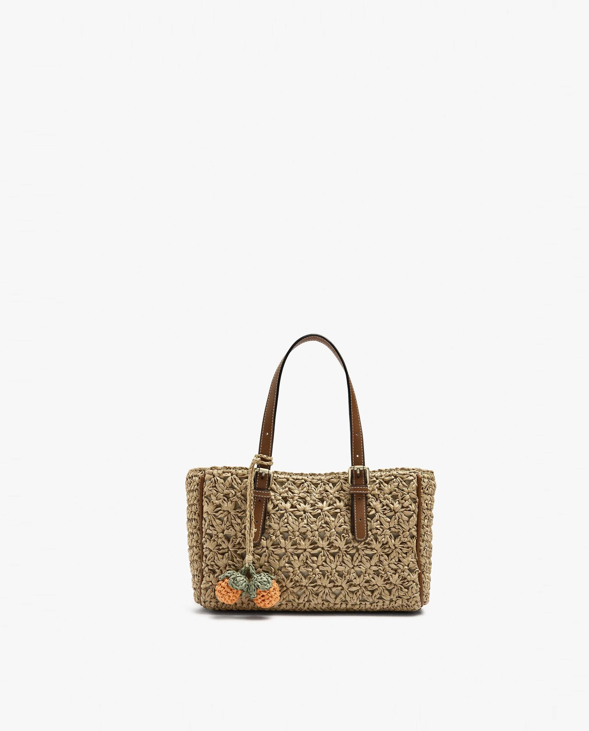 Bolso de mano estilo tote convertible a bandolera con cierre de cremallera en liso - Parfois - Natural Natural-1