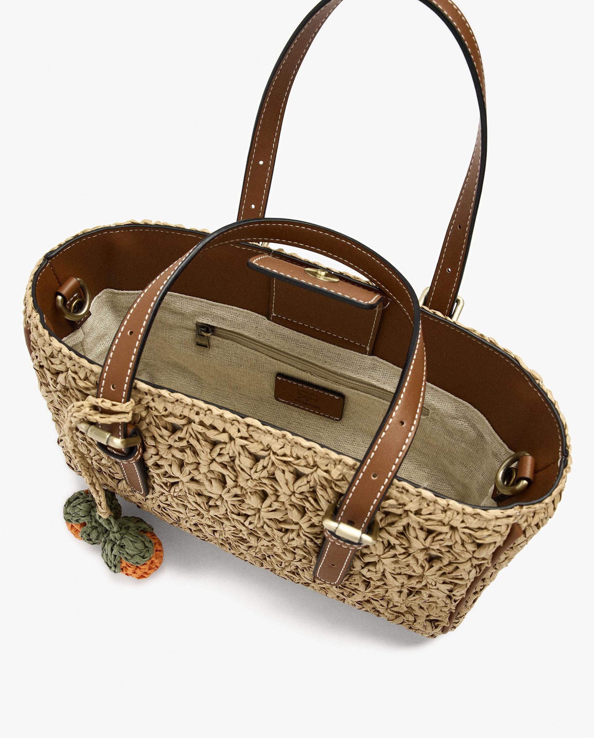 Bolso de mano estilo tote convertible a bandolera con cierre de cremallera en liso - Parfois - Natural Natural-5