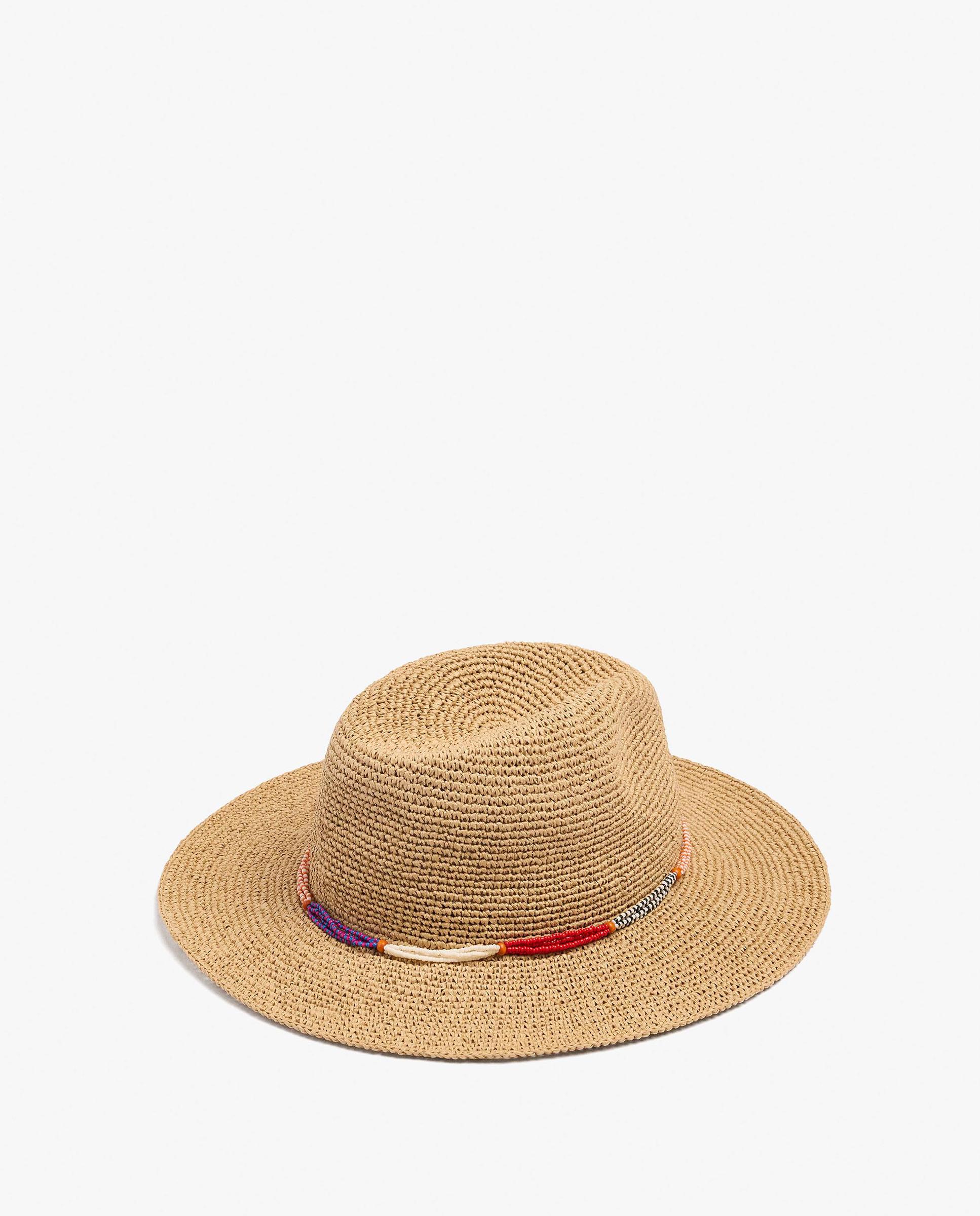Sombrero de mujer de paja con tira decorativa de abalorios - Parfois - Natural Natural-4