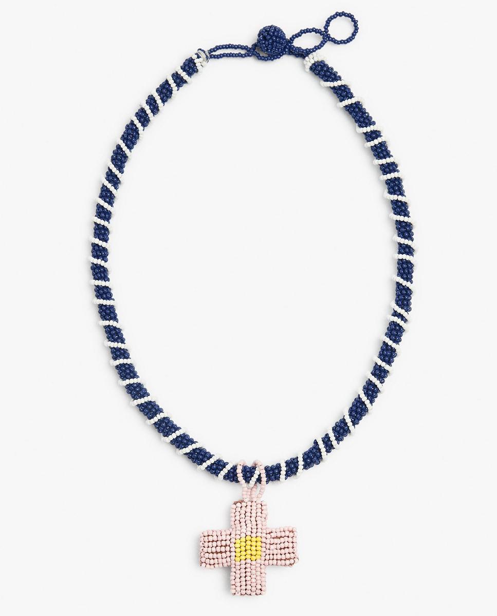 Parfois - Collar corto de cuentas y detalle de cruz.