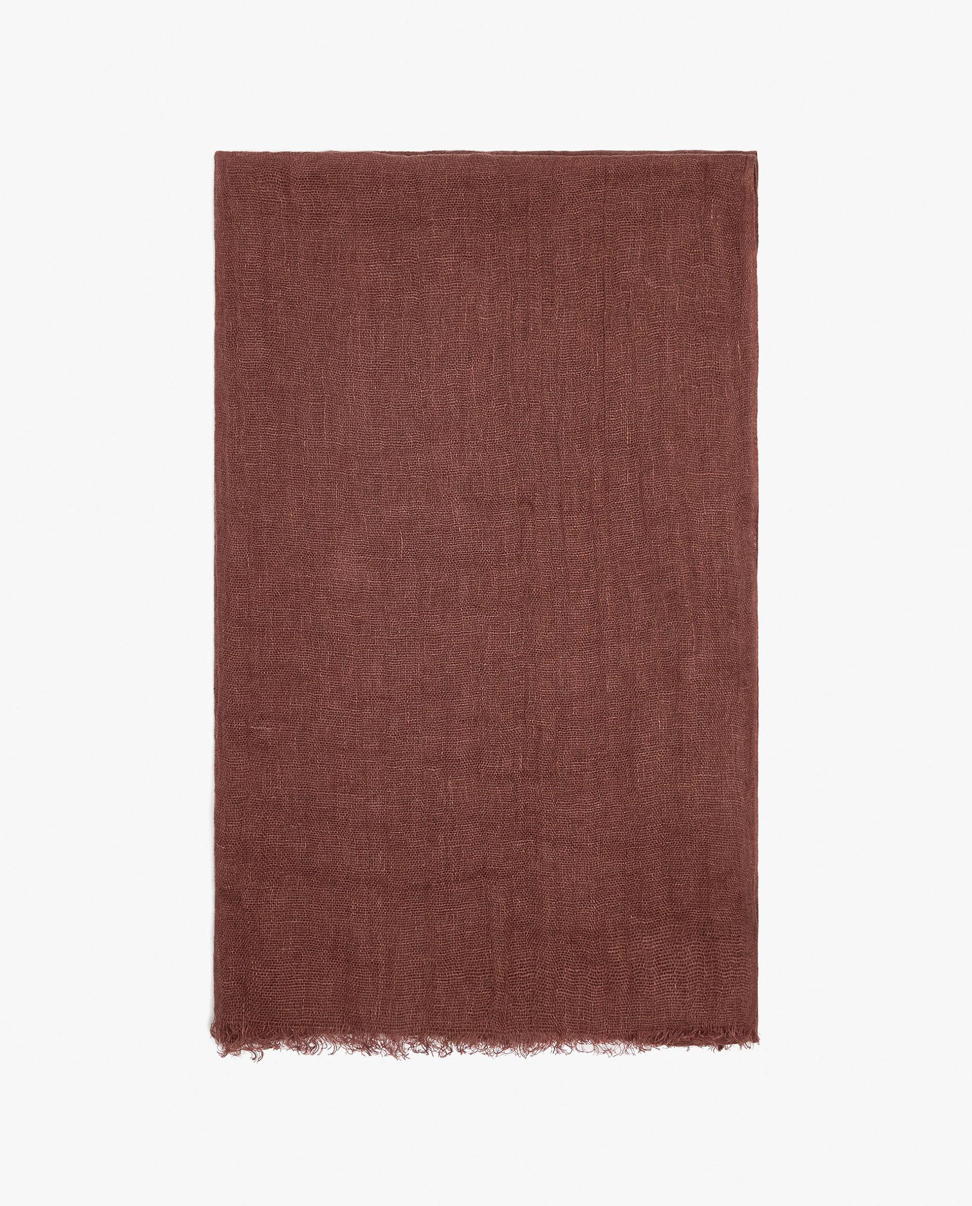 Pañuelo 100% lino con pespuntes en liso - Parfois - Marrón Marrón-1