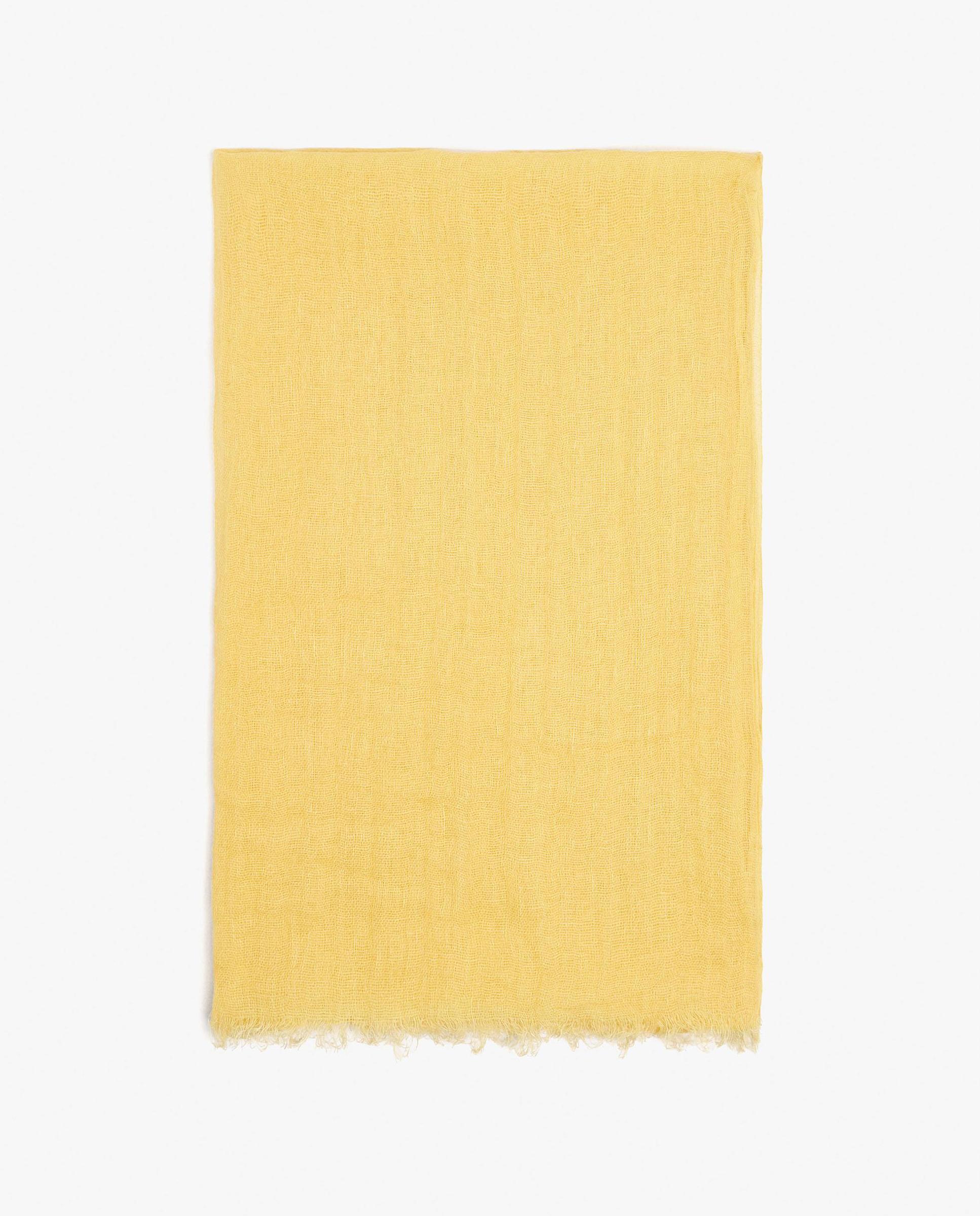Pañuelo 100% lino con pespuntes en liso - Parfois - Amarillo Amarillo-1