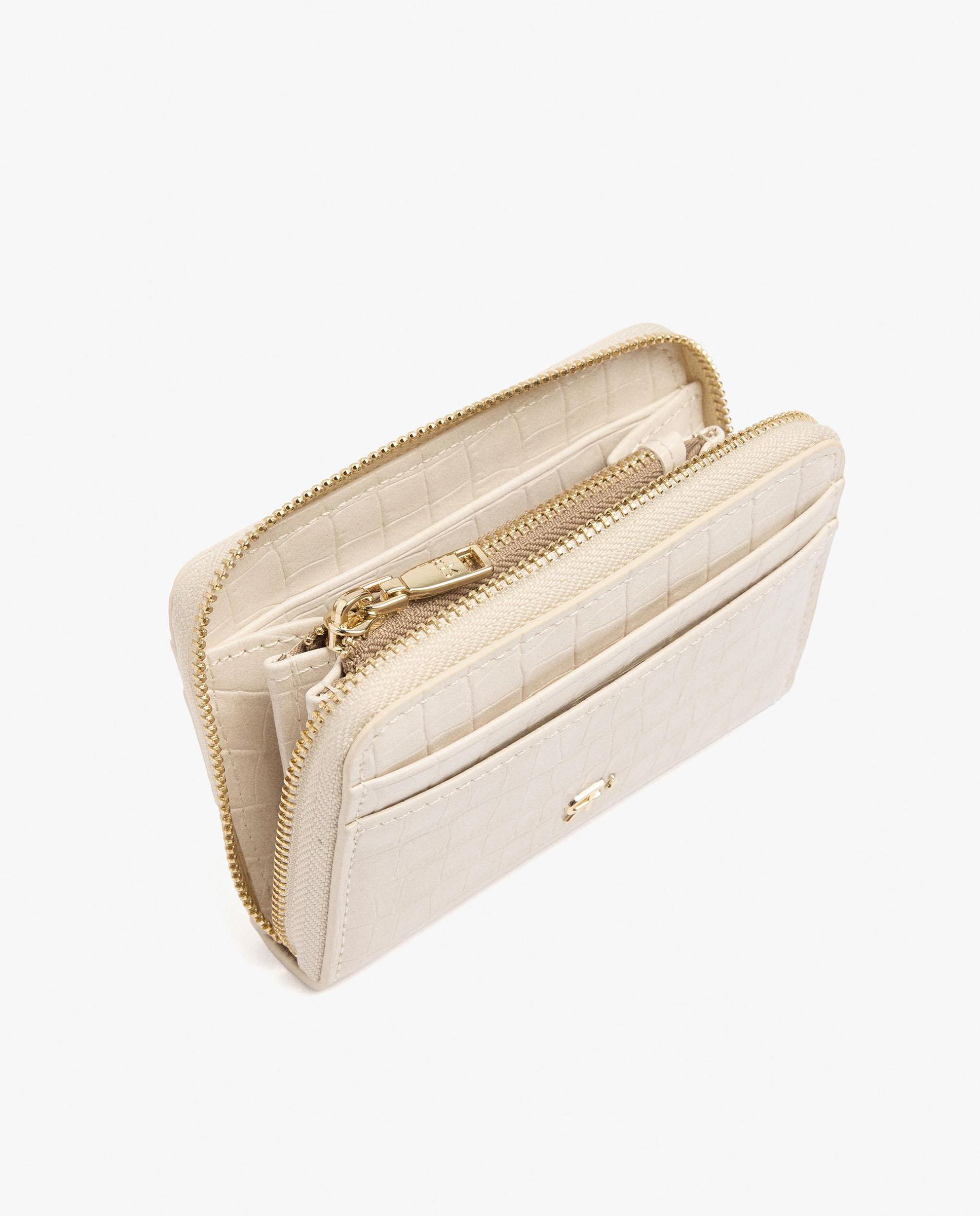 Cartera de mujer pequeña con cierre de cremallera en liso - Parfois - Crudo Crudo-4