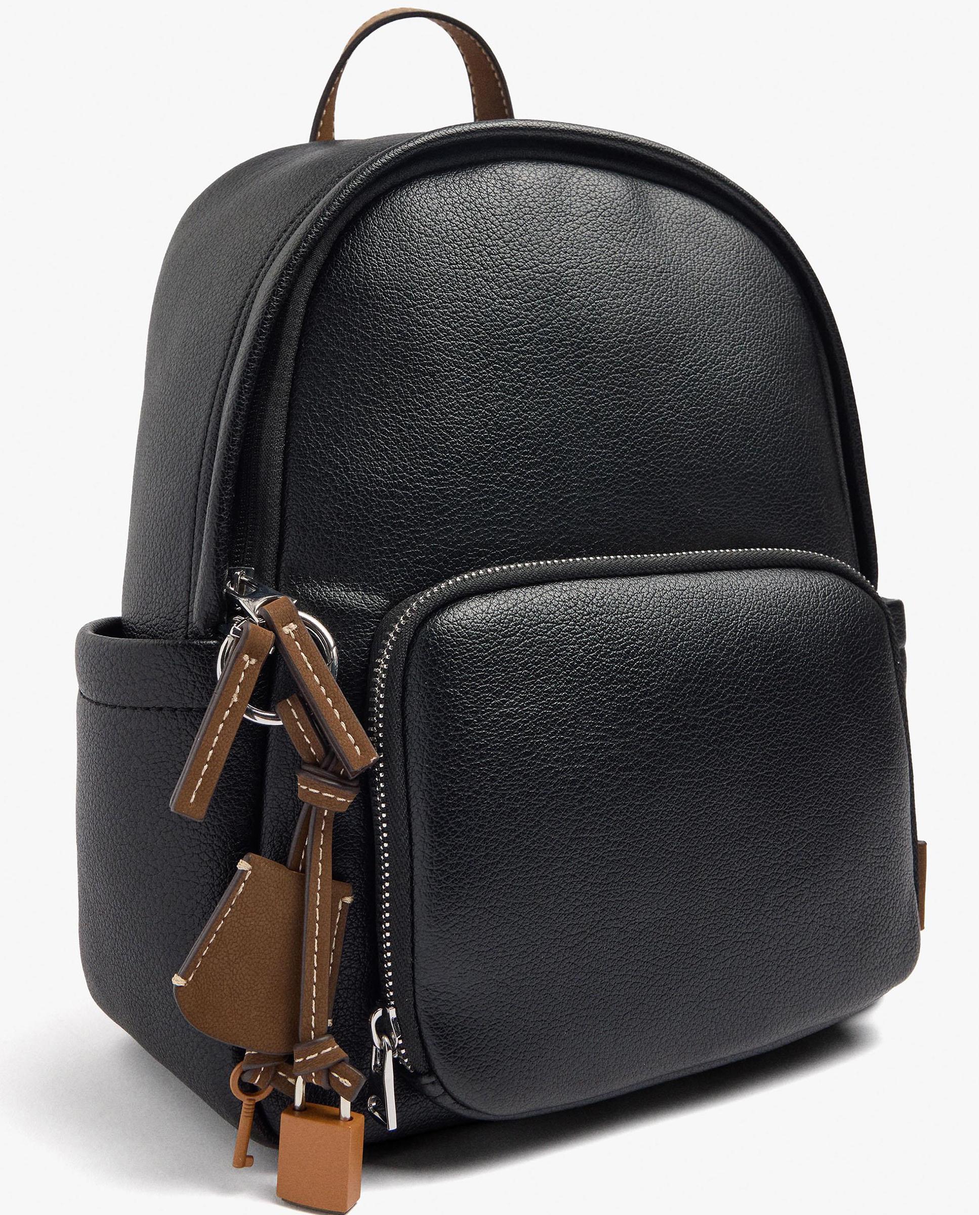 Mochila de mujer con varios bolsillos y cierre de cremallera en liso - Parfois - Negro Negro-3