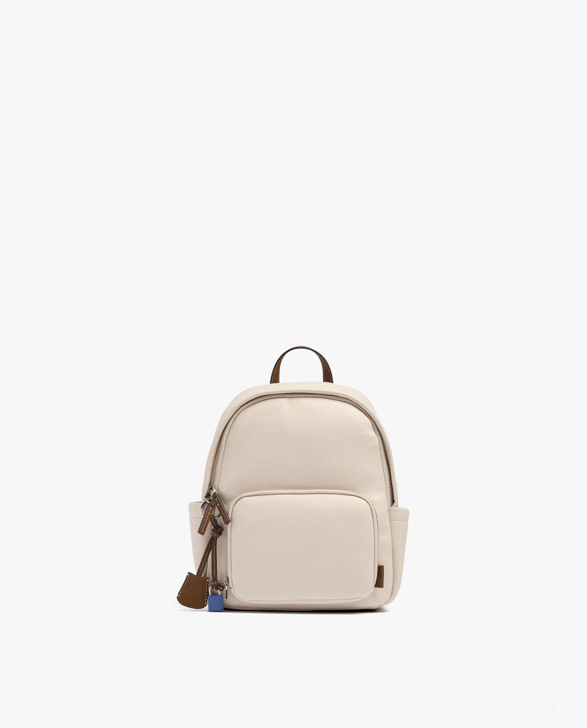 Mochila de mujer con varios bolsillos y cierre de cremallera en liso - Parfois - Crudo Crudo-1