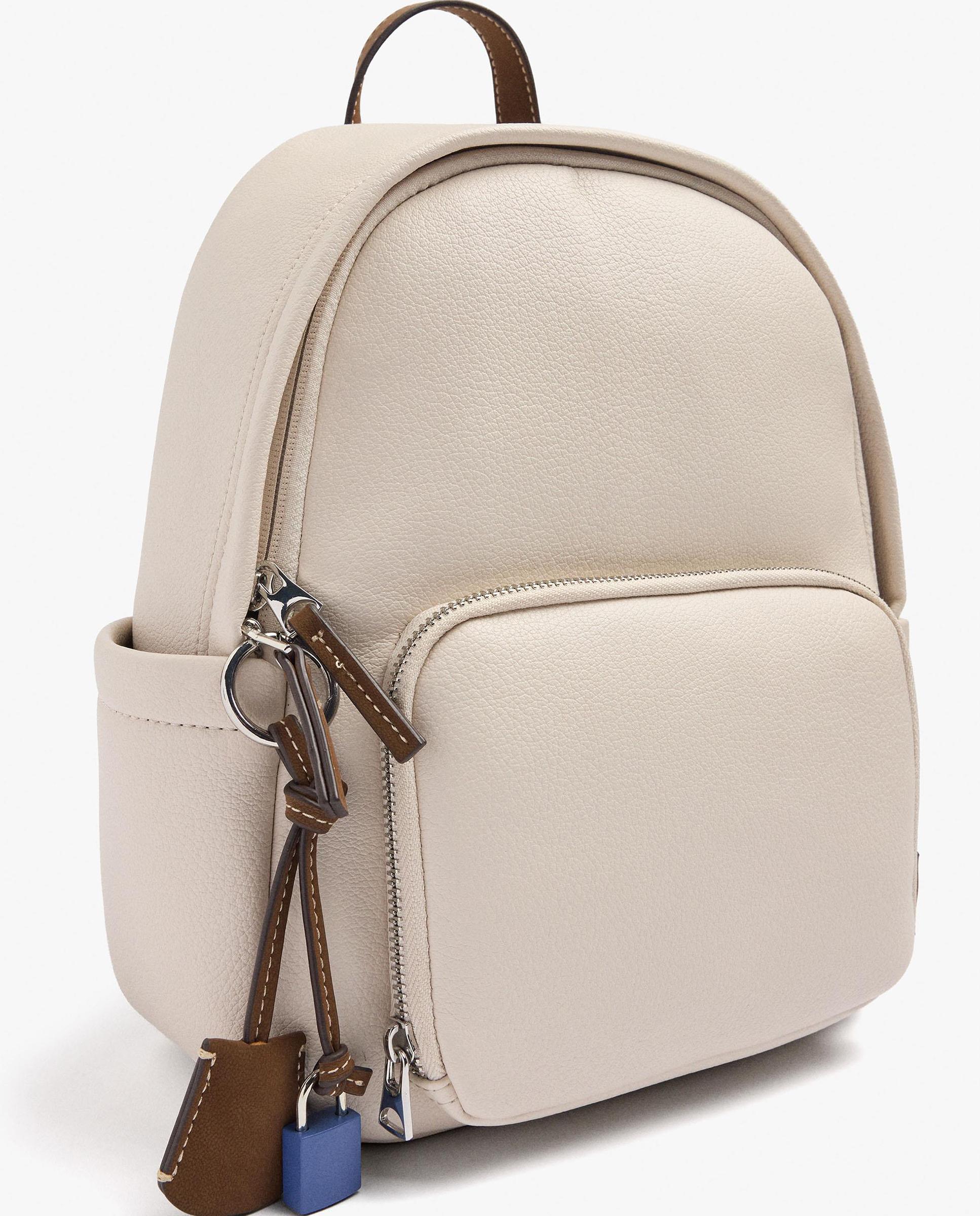 Mochila de mujer con varios bolsillos y cierre de cremallera en liso - Parfois - Crudo Crudo-3