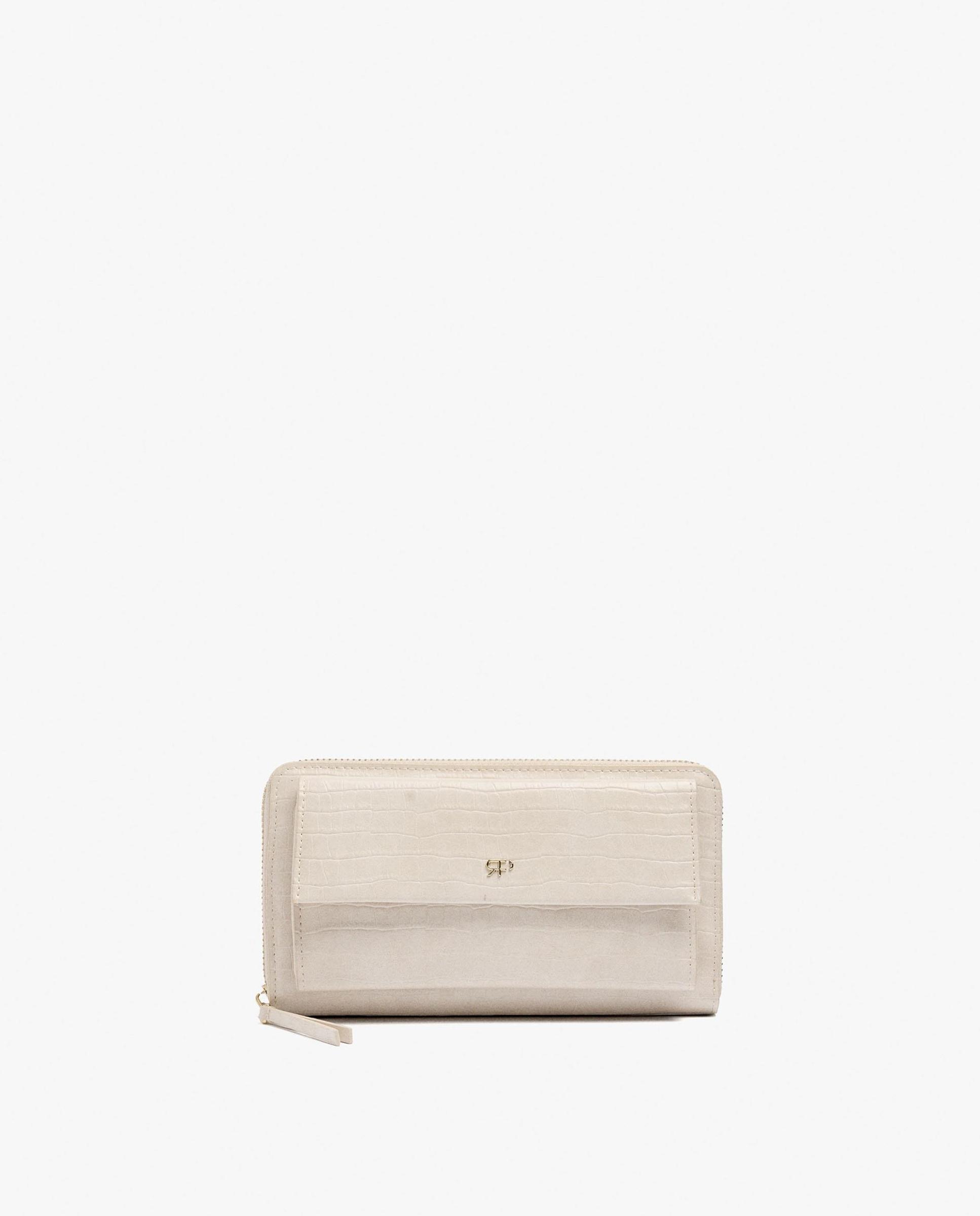 Cartera de mujer grande con cierre de cremallera en liso - Parfois - Crudo Crudo-1