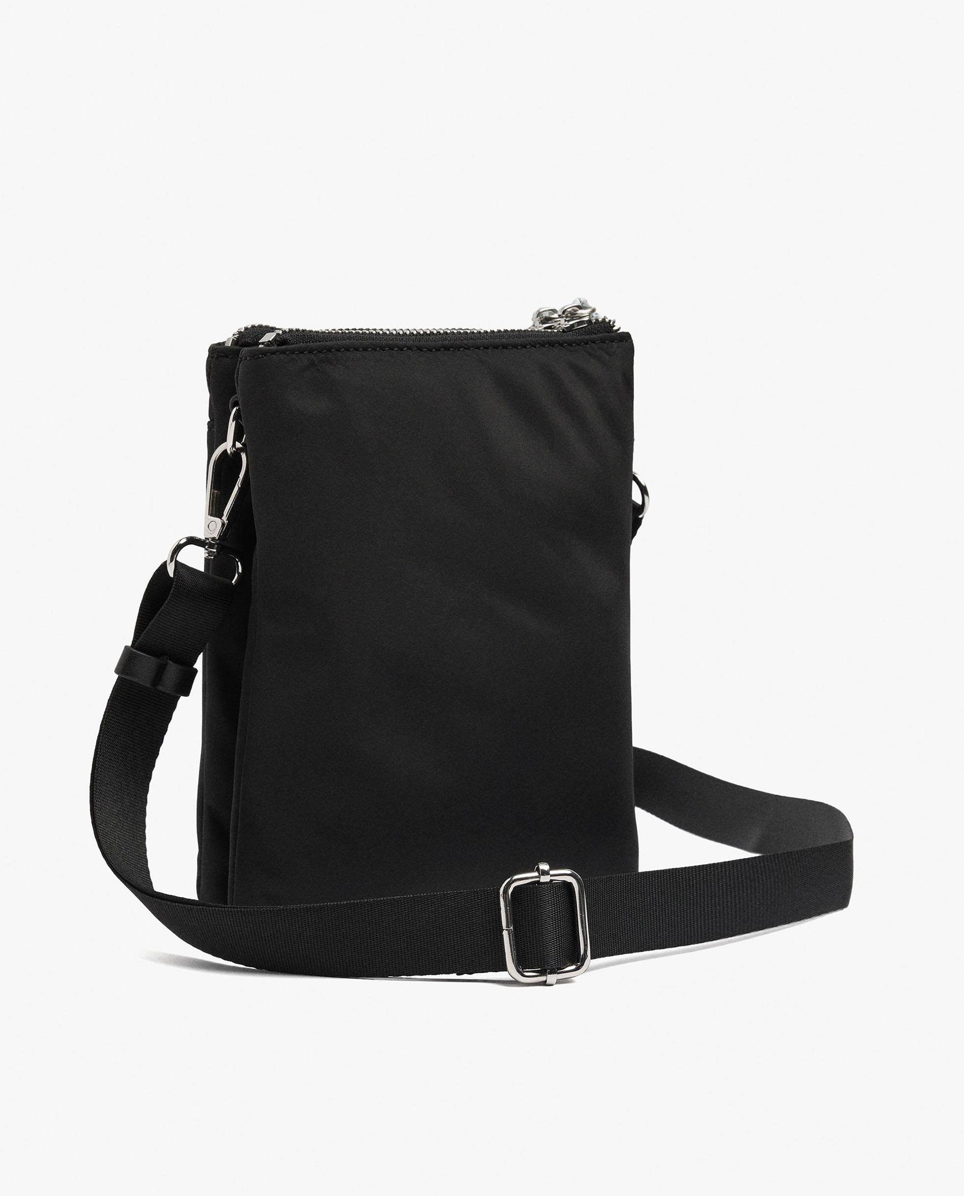 Bandolera de mujer con varios compartimentos y cierre de cremallera en liso - Parfois - Negro Negro-2