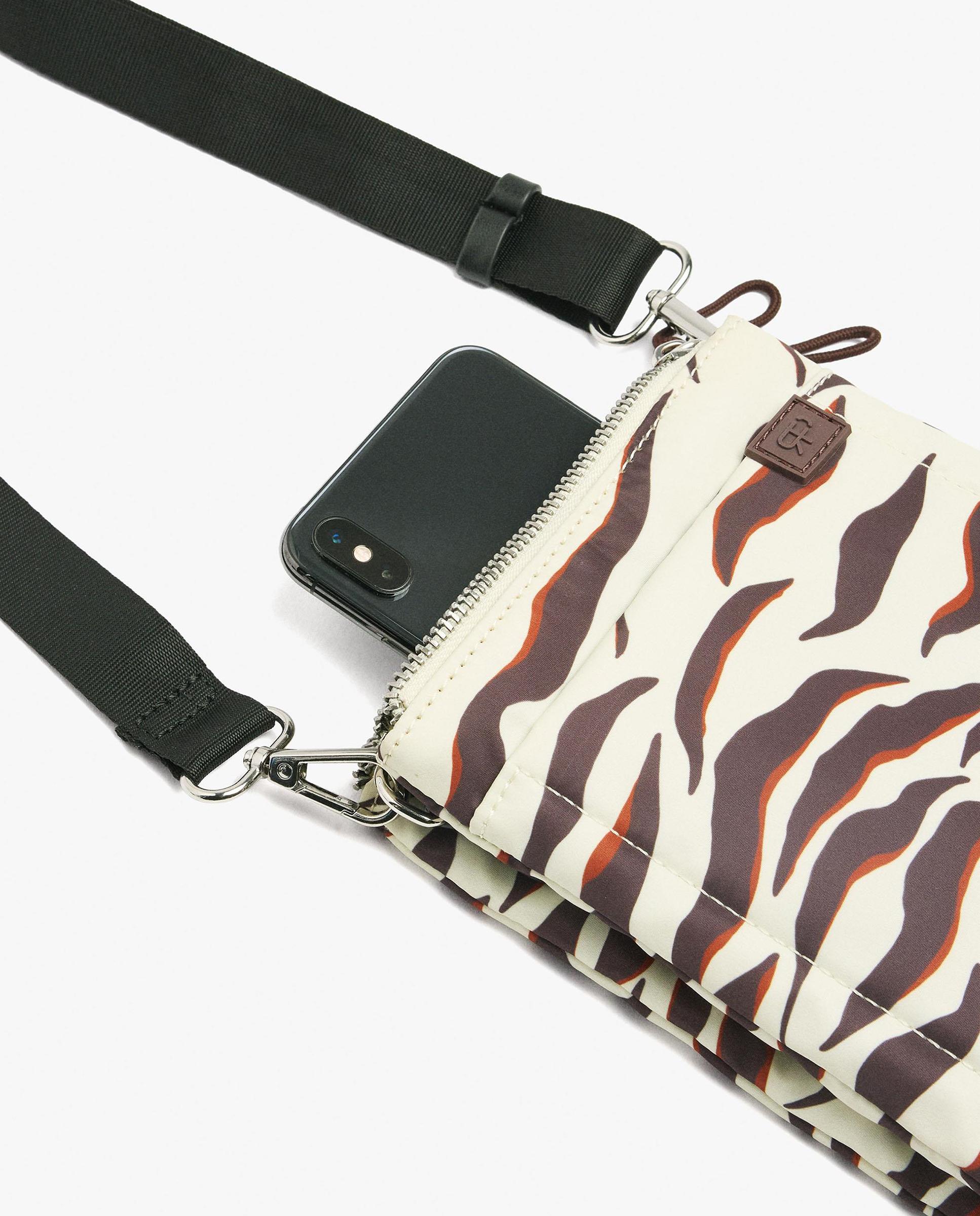 Bandolera de mujer con varios compartimentos y cierre de cremallera y estampado animal print - Parfois - Multicolor Multicolor-3