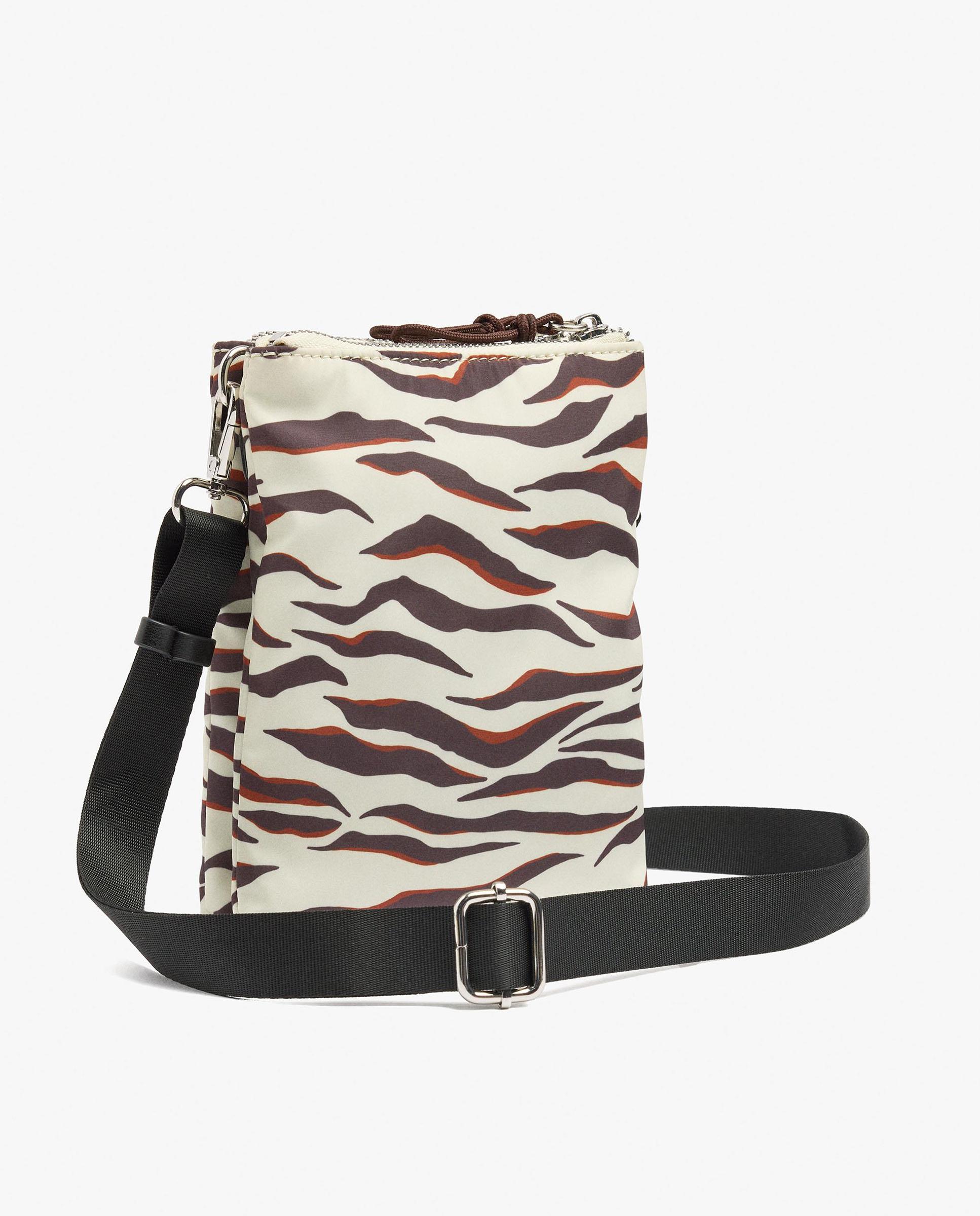 Bandolera de mujer con varios compartimentos y cierre de cremallera y estampado animal print - Parfois - Multicolor Multicolor-2