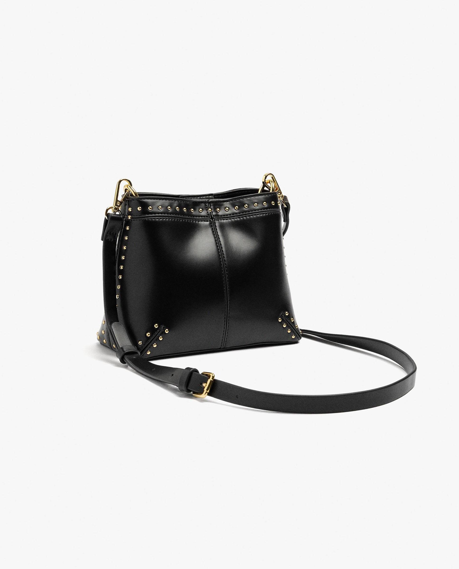 Bolso de hombro estilo bombonera con tachuelas y cierre imantado en liso - Parfois - Negro Negro-4