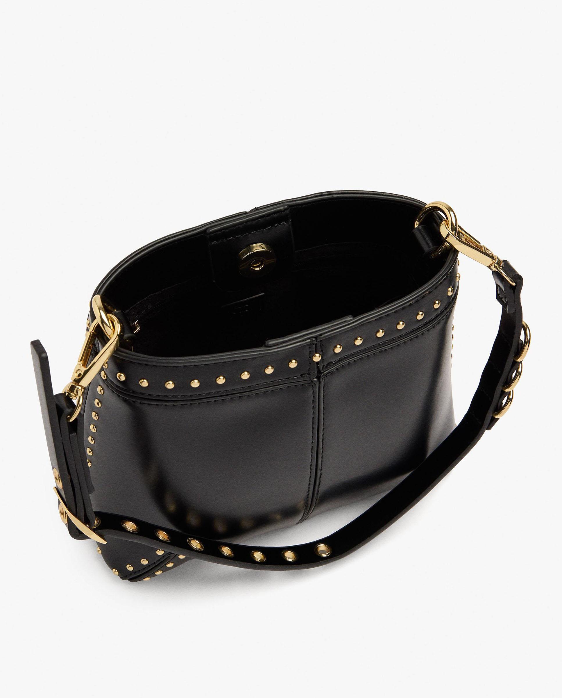 Bolso de hombro estilo bombonera con tachuelas y cierre imantado en liso - Parfois - Negro Negro-5