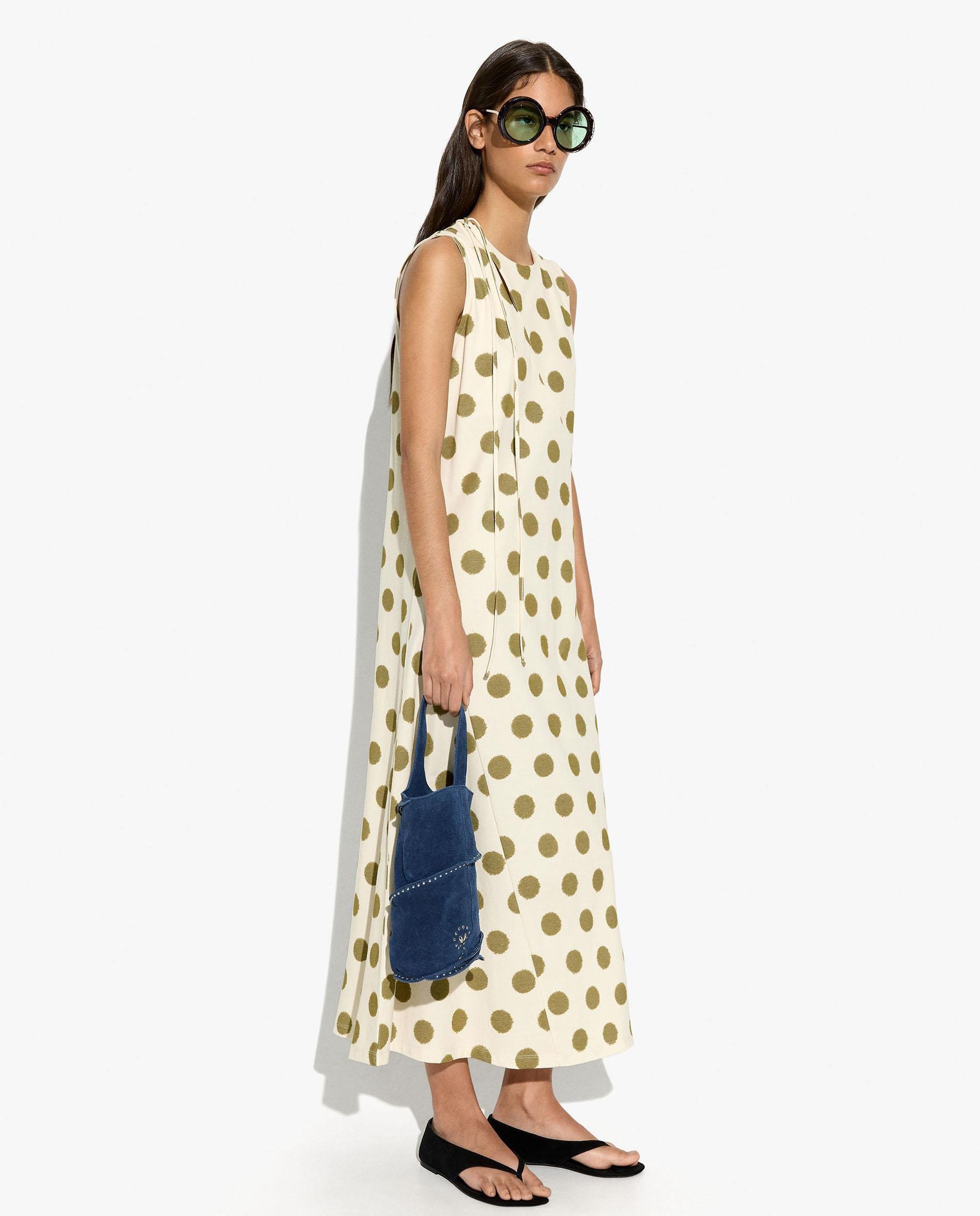 Parfois - Vestido largo sin mangas con estampado de lunares.