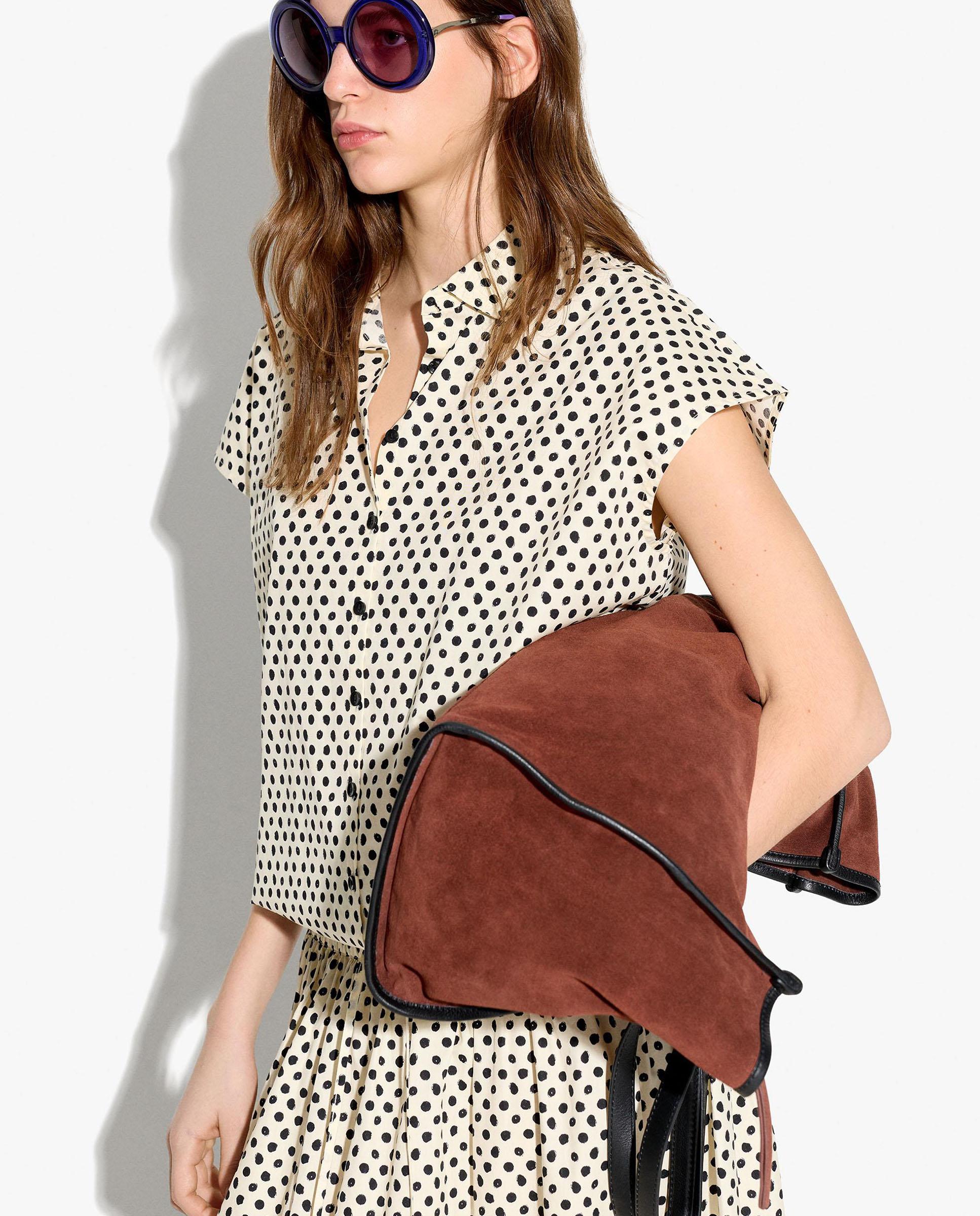 Parfois - Camisa de mujer 100% algodón de manga corta con estampado de lunares.