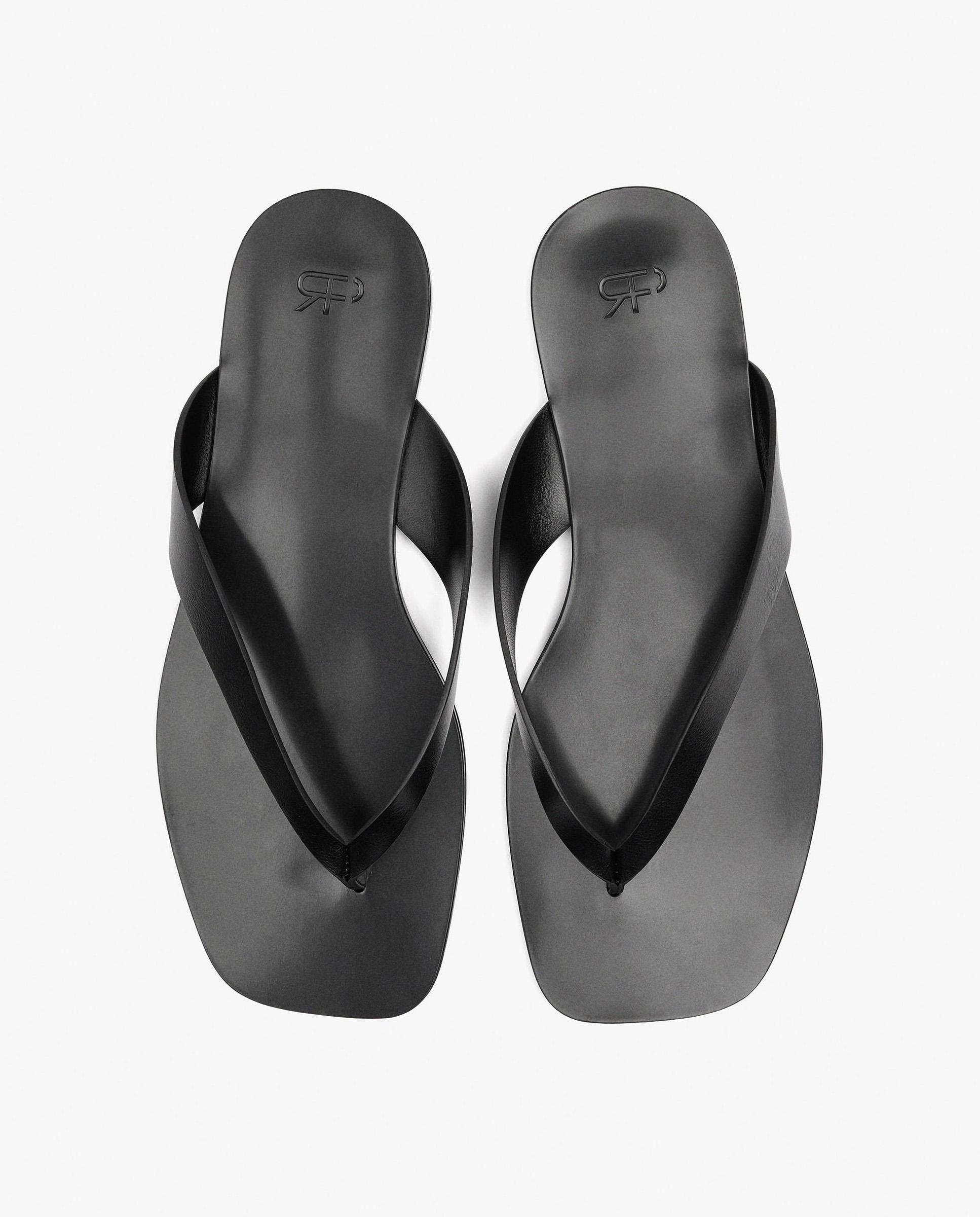 Sandalias de dedo de mujer de piel con tiras en liso - Parfois - Negro Negro-3