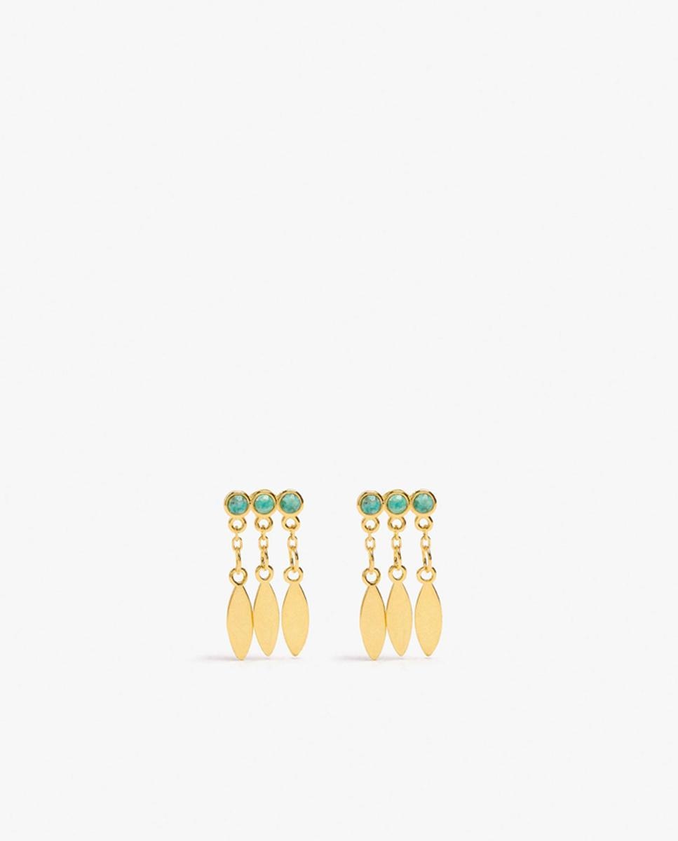 Imagen 1 de Pendientes de plata de ley bañado en oro de 18 k efecto triple con piedras - Parfois - Azul Azul