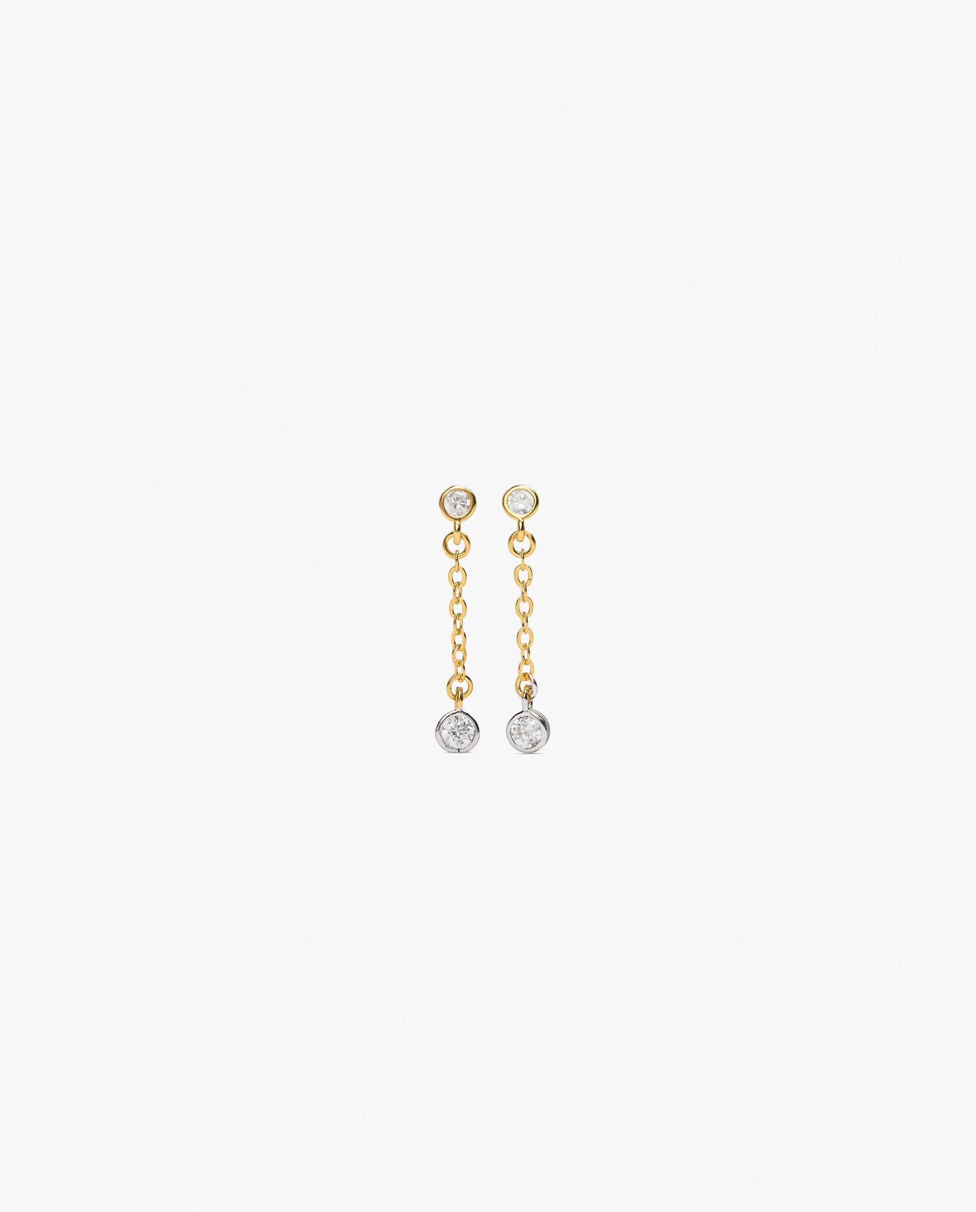 Pendientes de plata de ley con circonitas y eslabones unidos - Parfois - Blanco Blanco-1