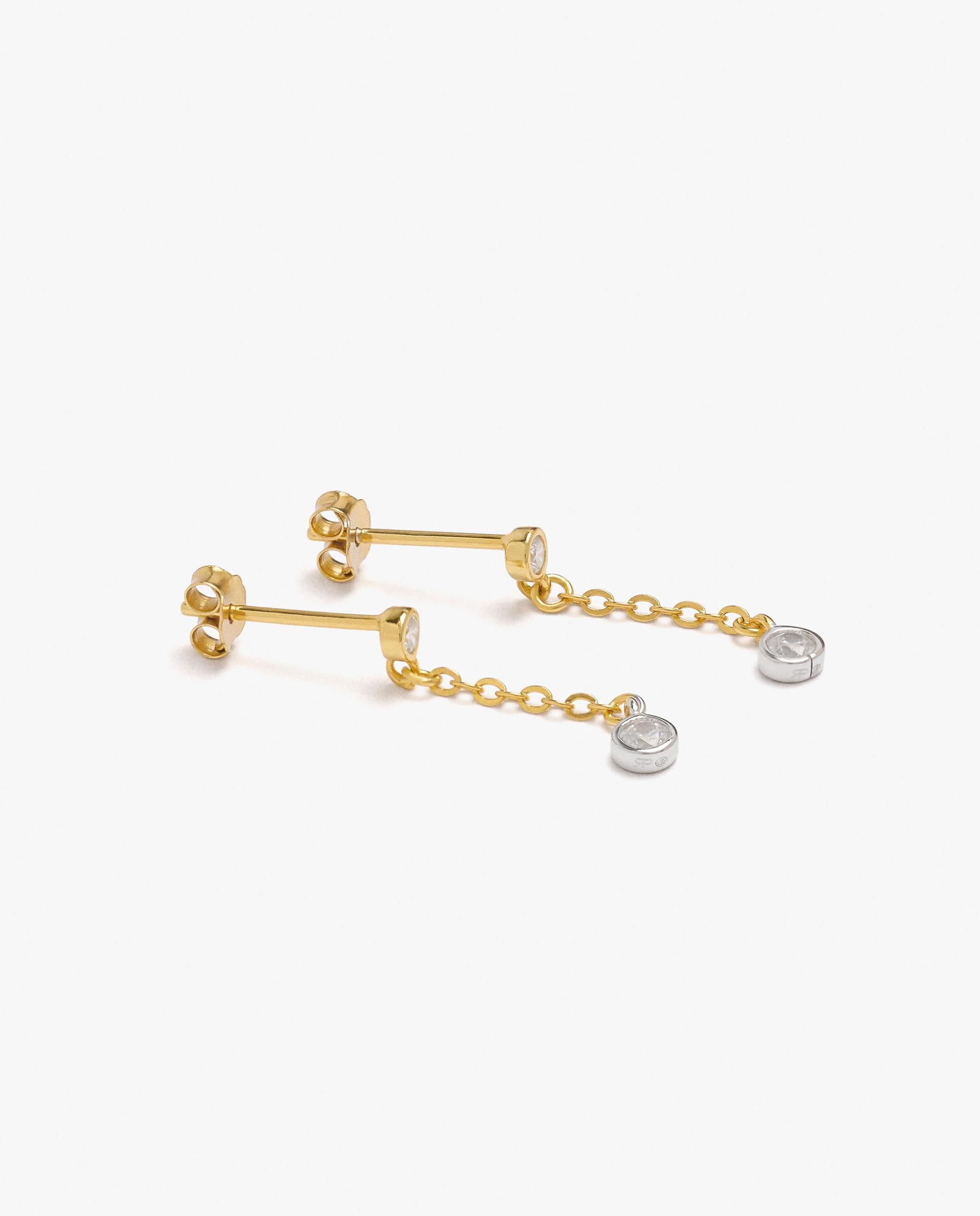 Pendientes de plata de ley con circonitas y eslabones unidos - Parfois - Blanco Blanco-3