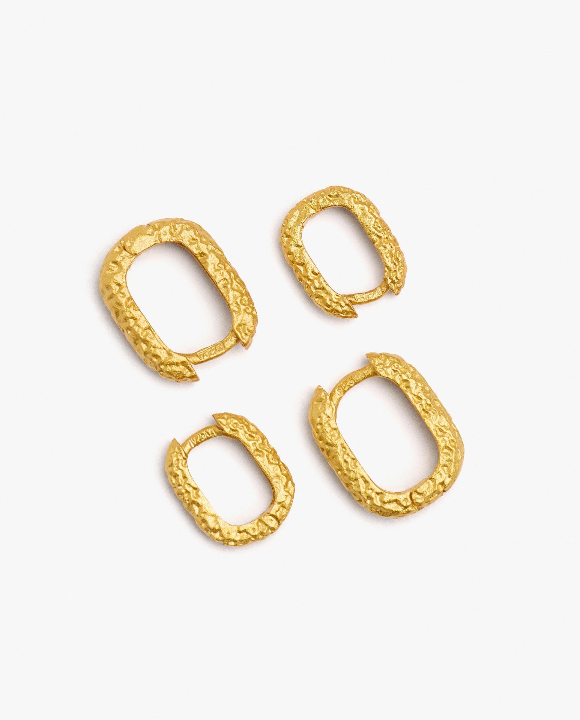 Imagen 2 de Pack de pendientes de aro de plata de ley con baño de oro de 18 k - Parfois - Dorado Dorado
