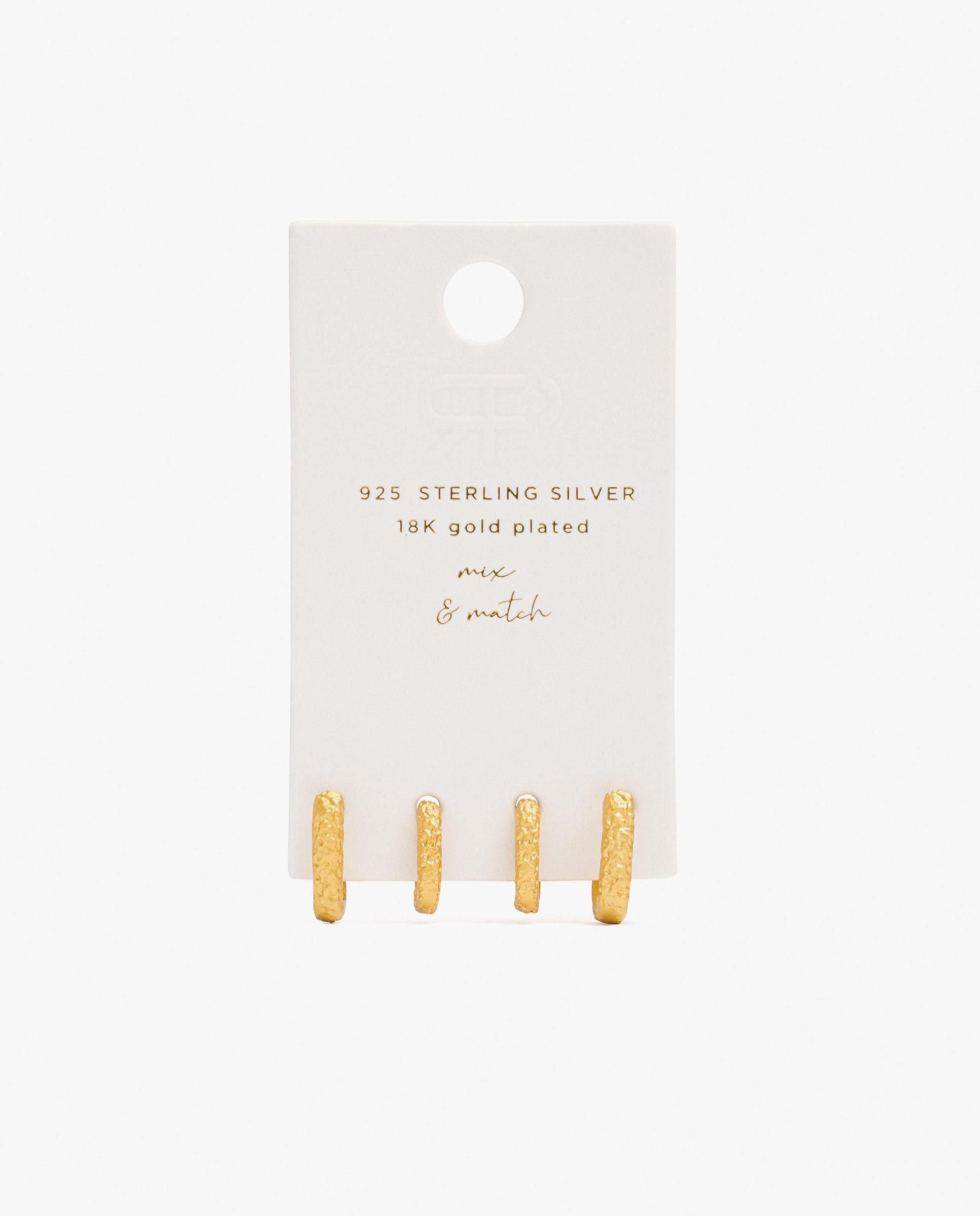Imagen 4 de Pack de pendientes de aro de plata de ley con baño de oro de 18 k - Parfois - Dorado Dorado