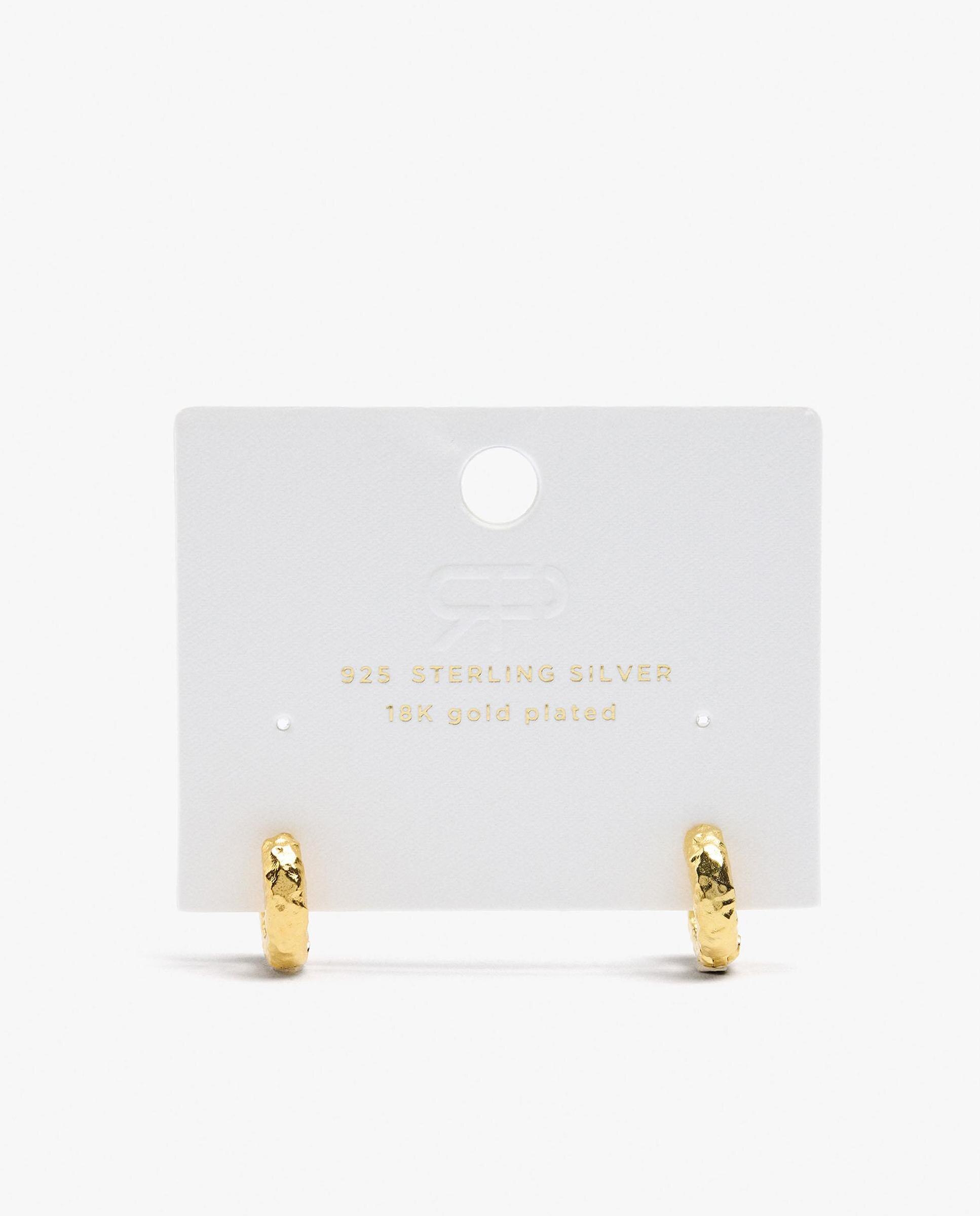 Pendientes de aro de plata de ley con baño de oro de 18 k texturizados - Parfois - Dorado Dorado-4
