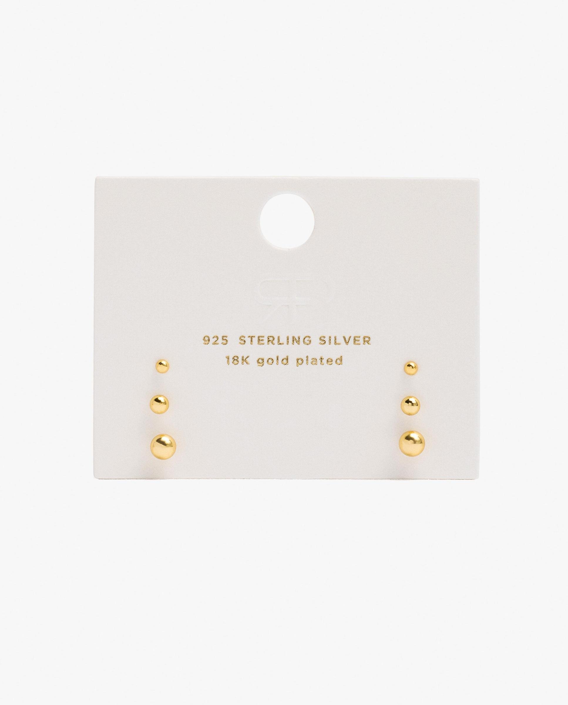 Pack de pendientes de plata de ley con baño de oro de 18 k - Parfois - Dorado Dorado-4