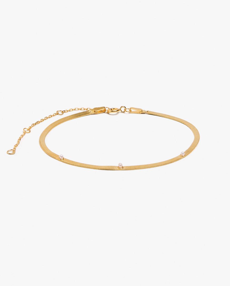 Pulsera de plata de ley bañado en oro de 18 k con perlas decorativas - Parfois - Blanco Blanco-1
