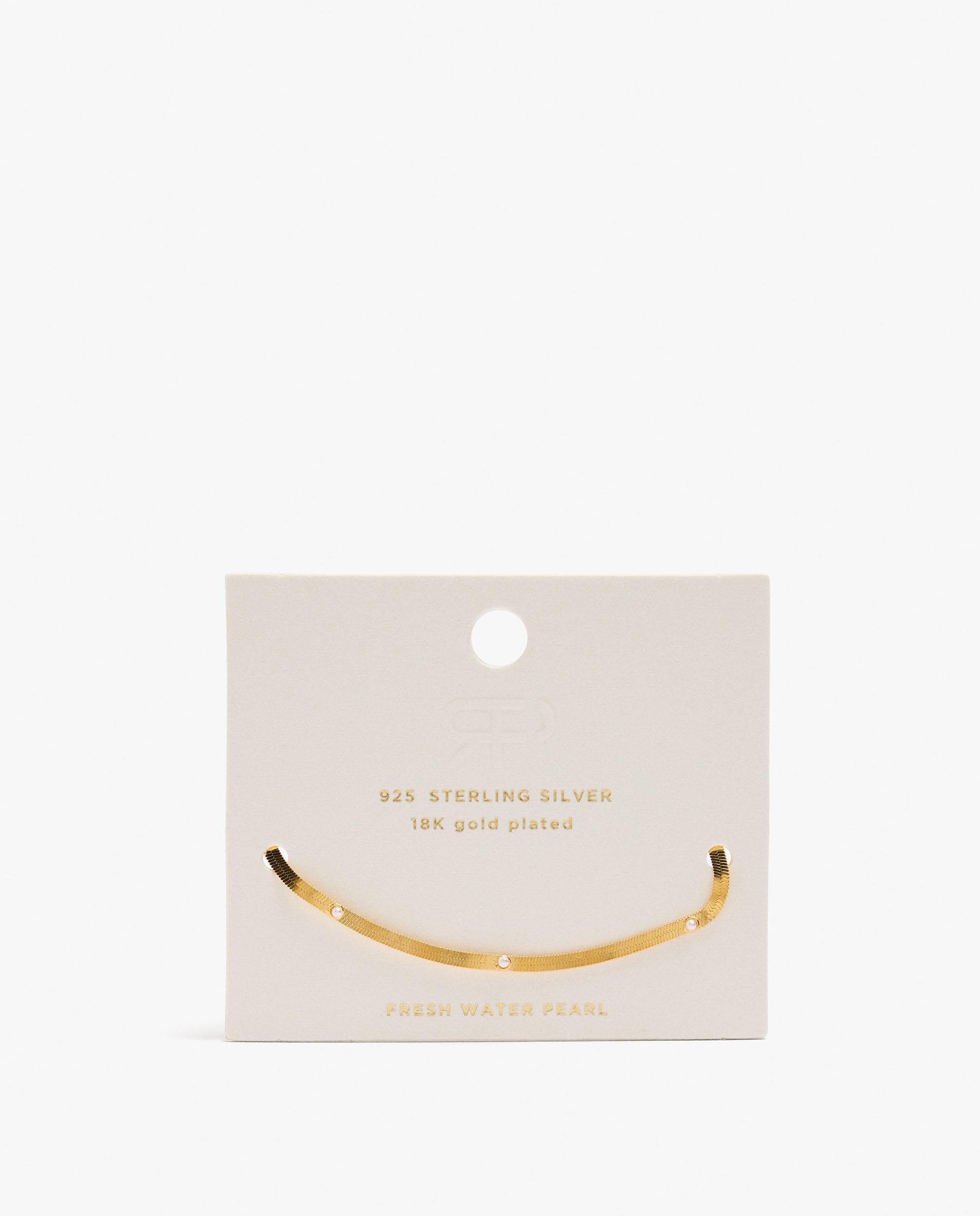 Pulsera de plata de ley bañado en oro de 18 k con perlas decorativas - Parfois - Blanco Blanco-4
