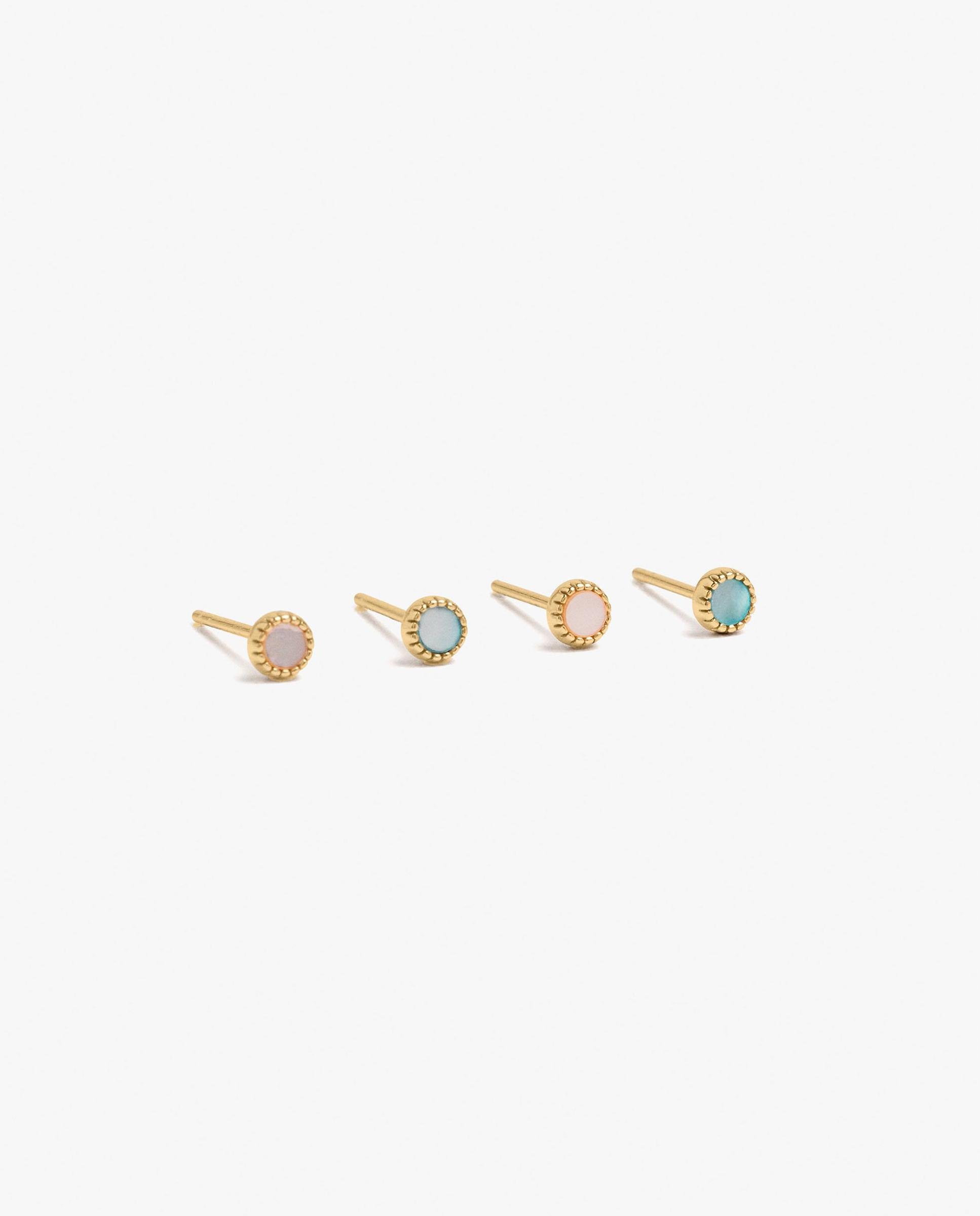 Pack de pendientes de plata de ley con baño de oro de 18 k con piedra decorativa - Parfois - Multicolor Multicolor-1