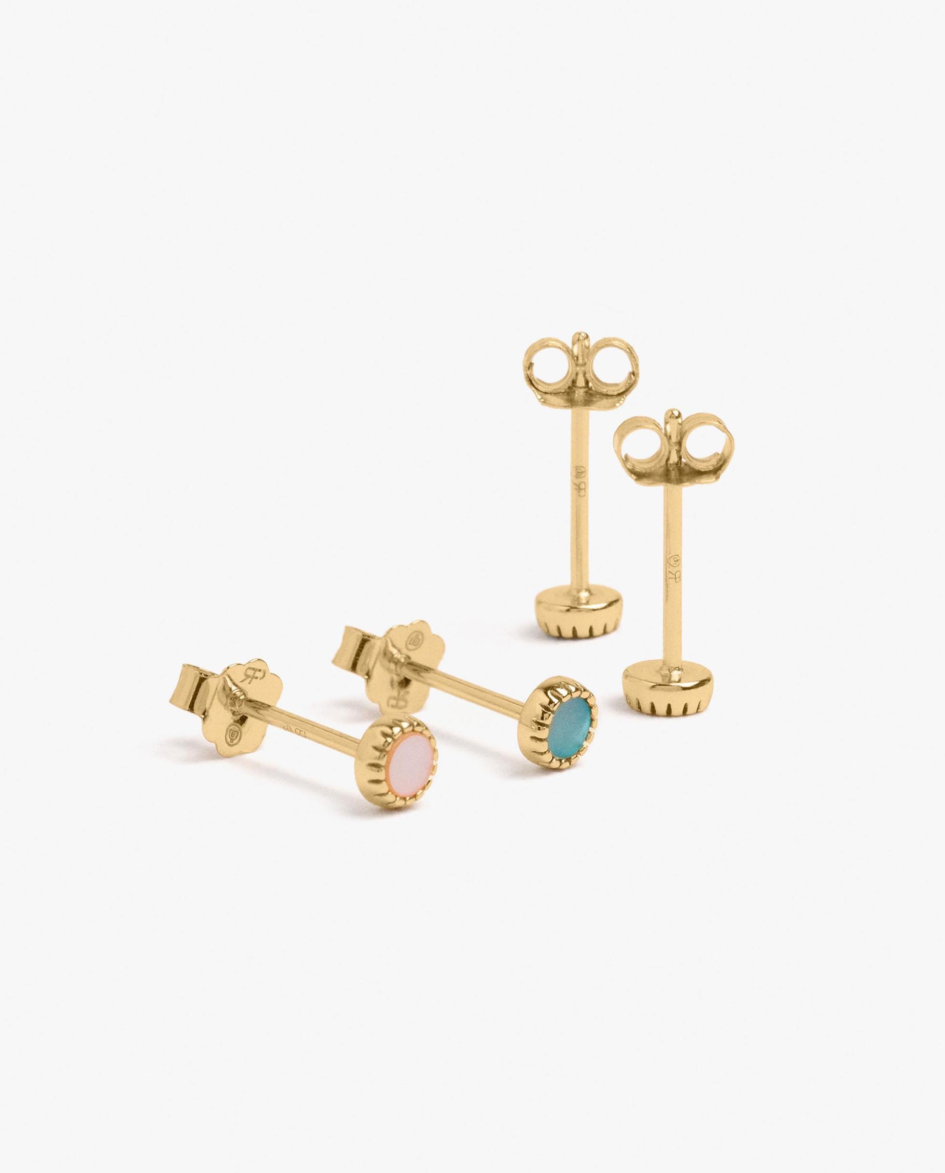 Pack de pendientes de plata de ley con baño de oro de 18 k con piedra decorativa - Parfois - Multicolor Multicolor-3