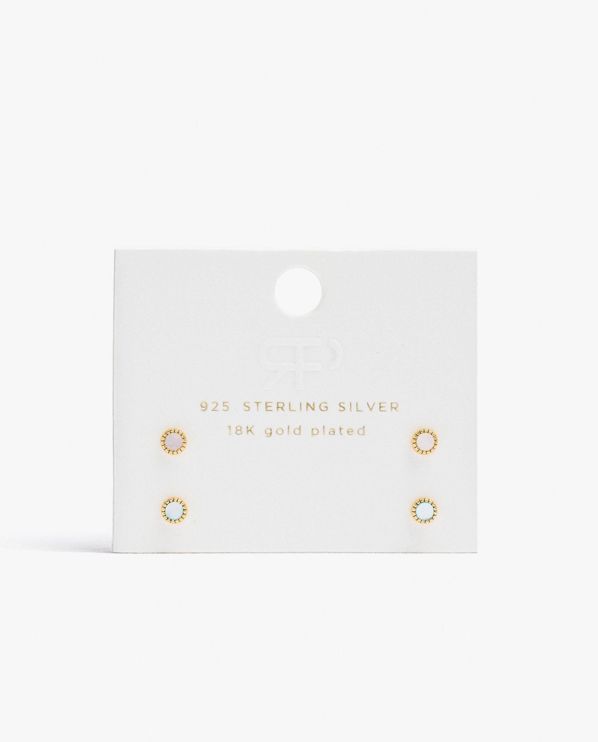 Pack de pendientes de plata de ley con baño de oro de 18 k con piedra decorativa - Parfois - Multicolor Multicolor-4