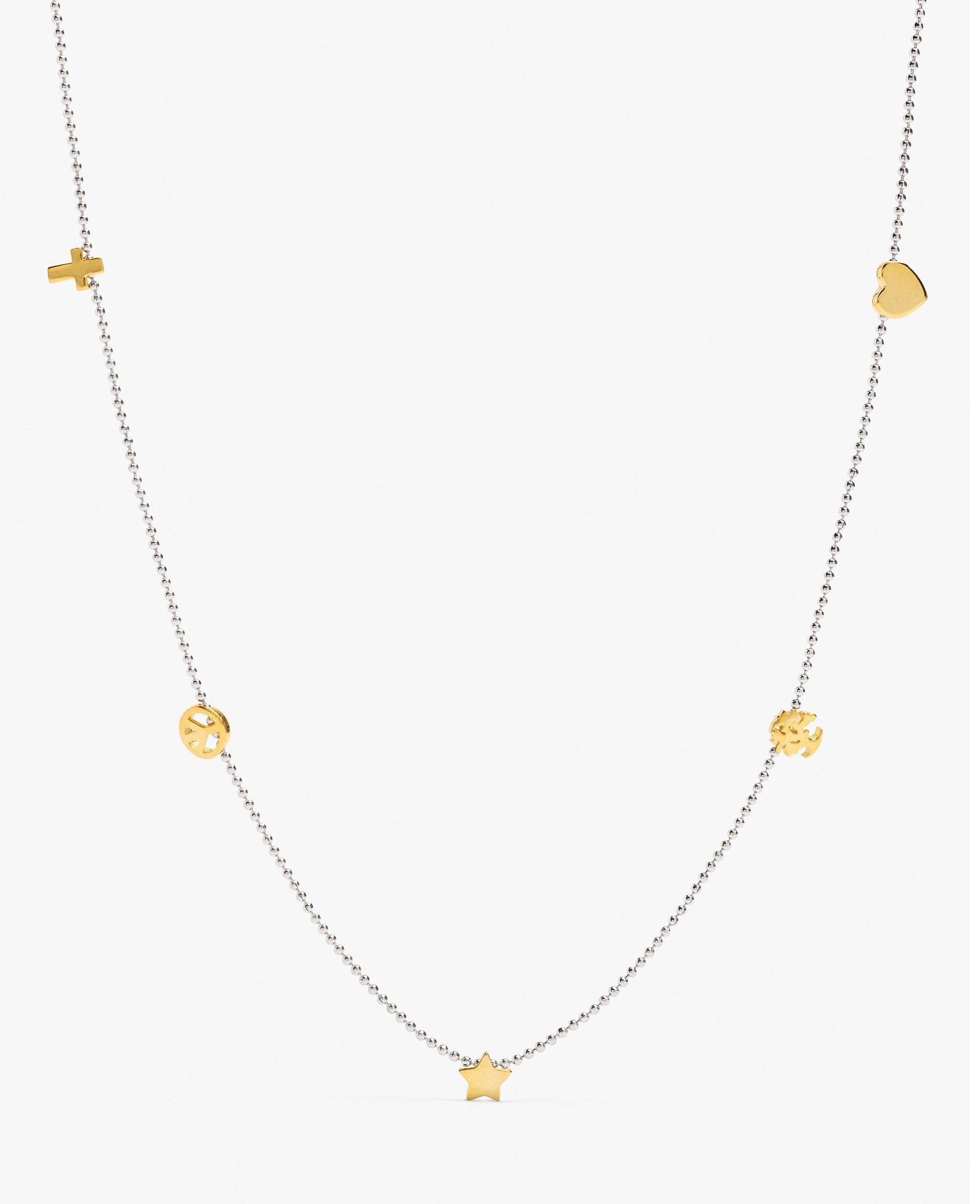 Collar de plata de ley con baño de oro de 18 k con abalorios decorativos - Parfois - Dorado Dorado-2