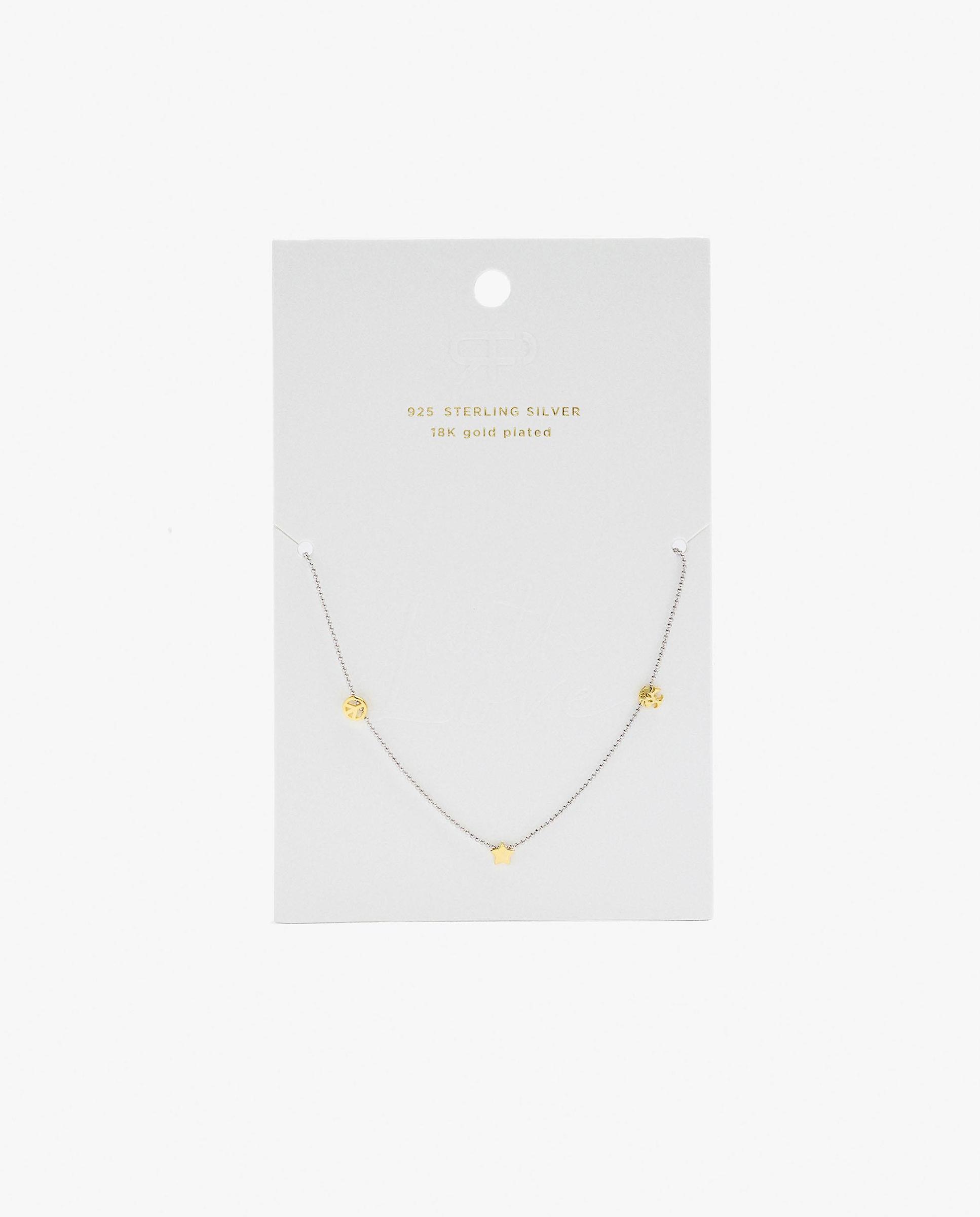 Collar de plata de ley con baño de oro de 18 k con abalorios decorativos - Parfois - Dorado Dorado-4