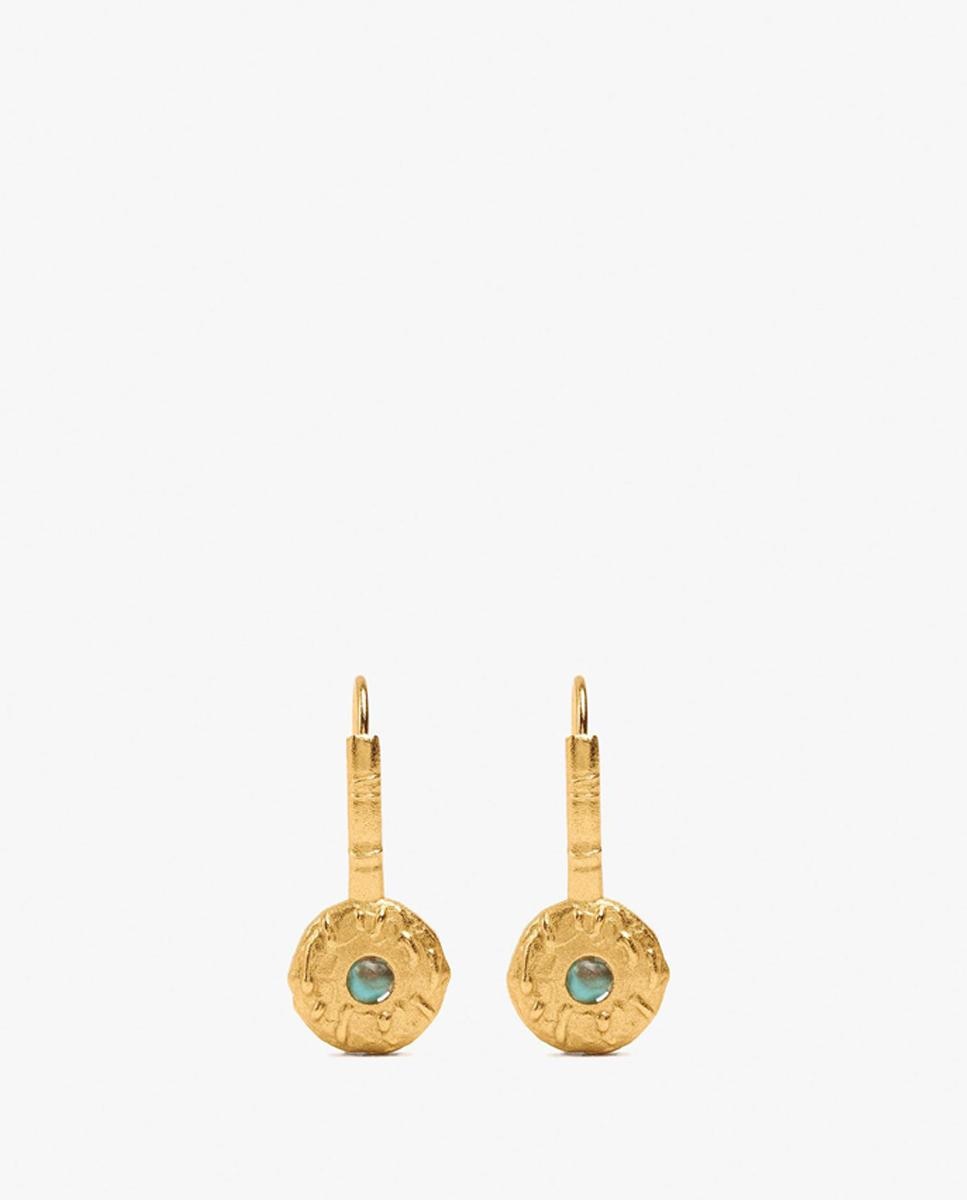 Imagen 1 de Pendientes de plata de ley bañado en oro de 18 k con piedra central - Parfois - Azul Azul
