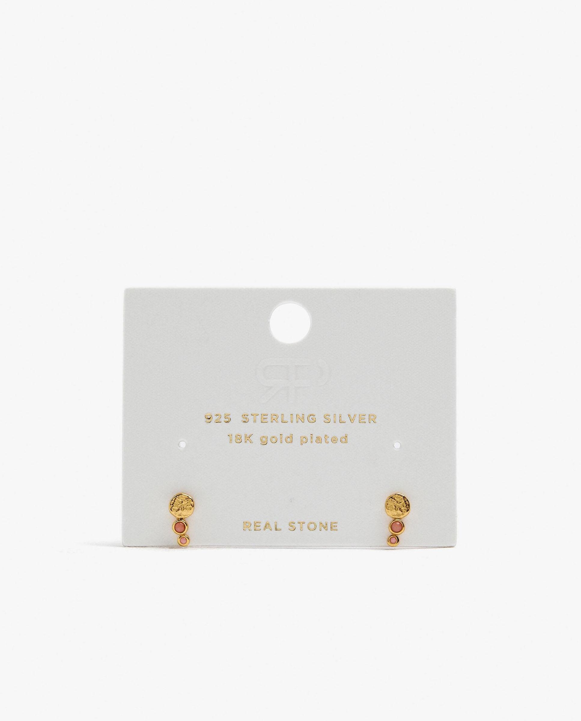 Pendientes de plata de ley bañado en oro de 18 k con piedras decorativas - Parfois - Rosa Rosa-4