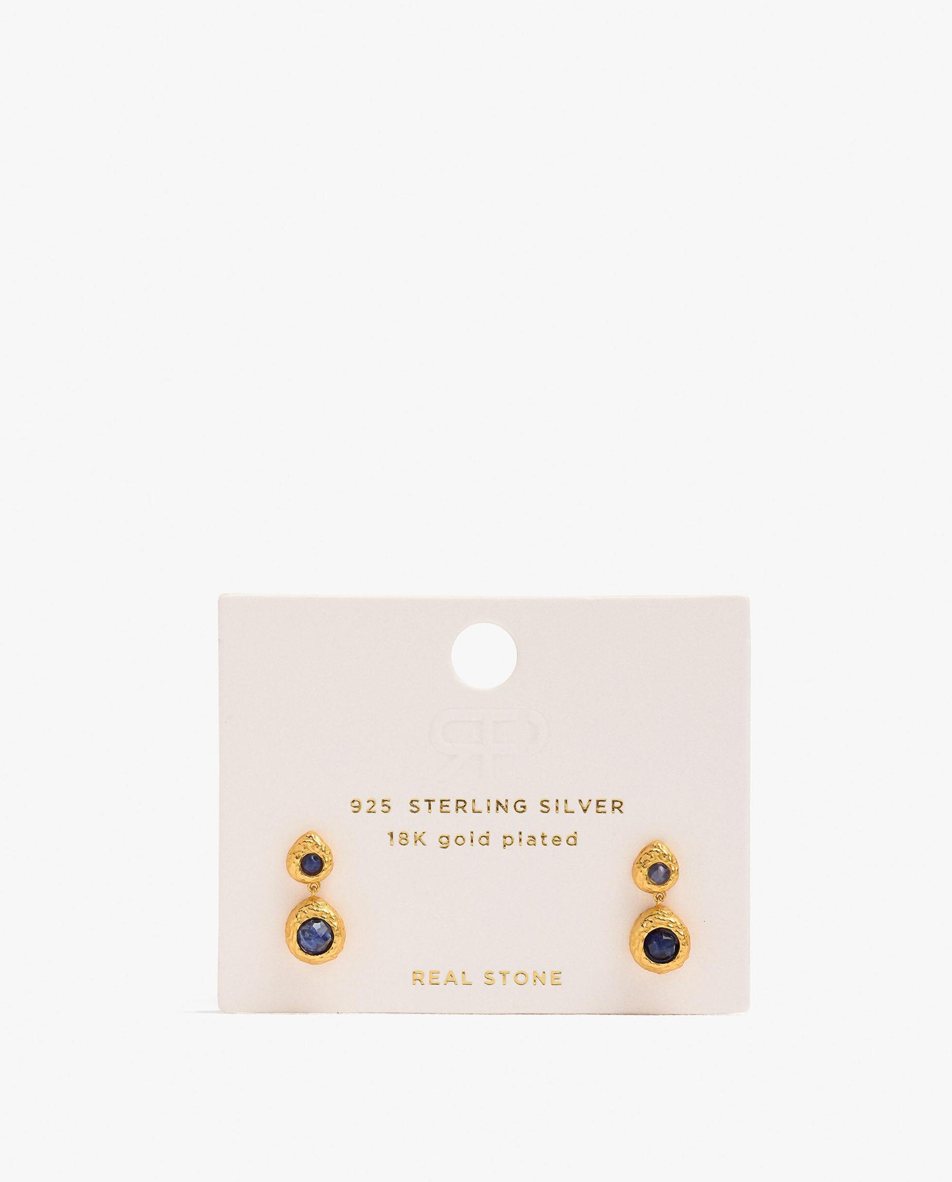 Imagen 4 de Pendientes de plata de ley con baño de oro de 18 k texturizados con piedras - Parfois - Azul Azul