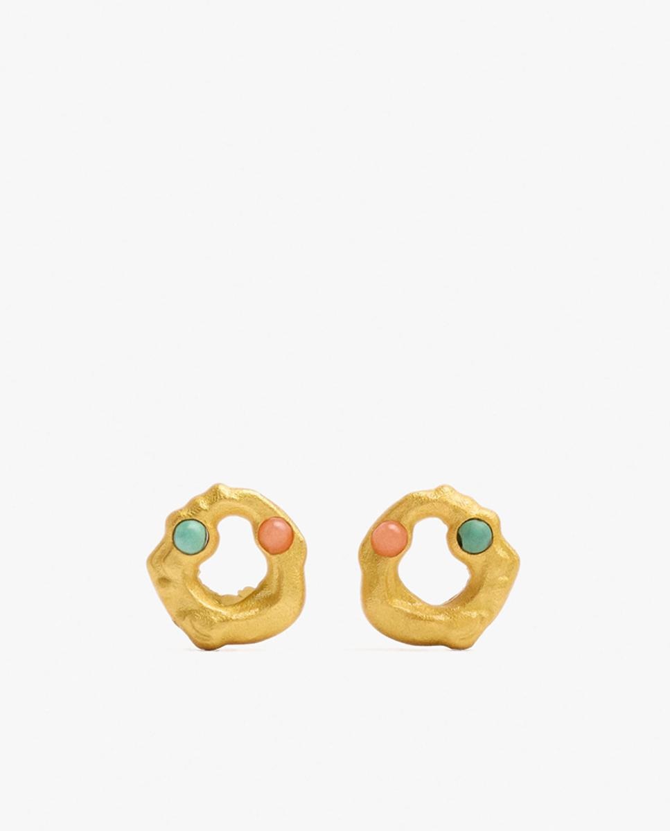 Pendientes de plata de ley con baño de oro de 18 k con perlas decorativas Multicolor Parfois Multicolor-1