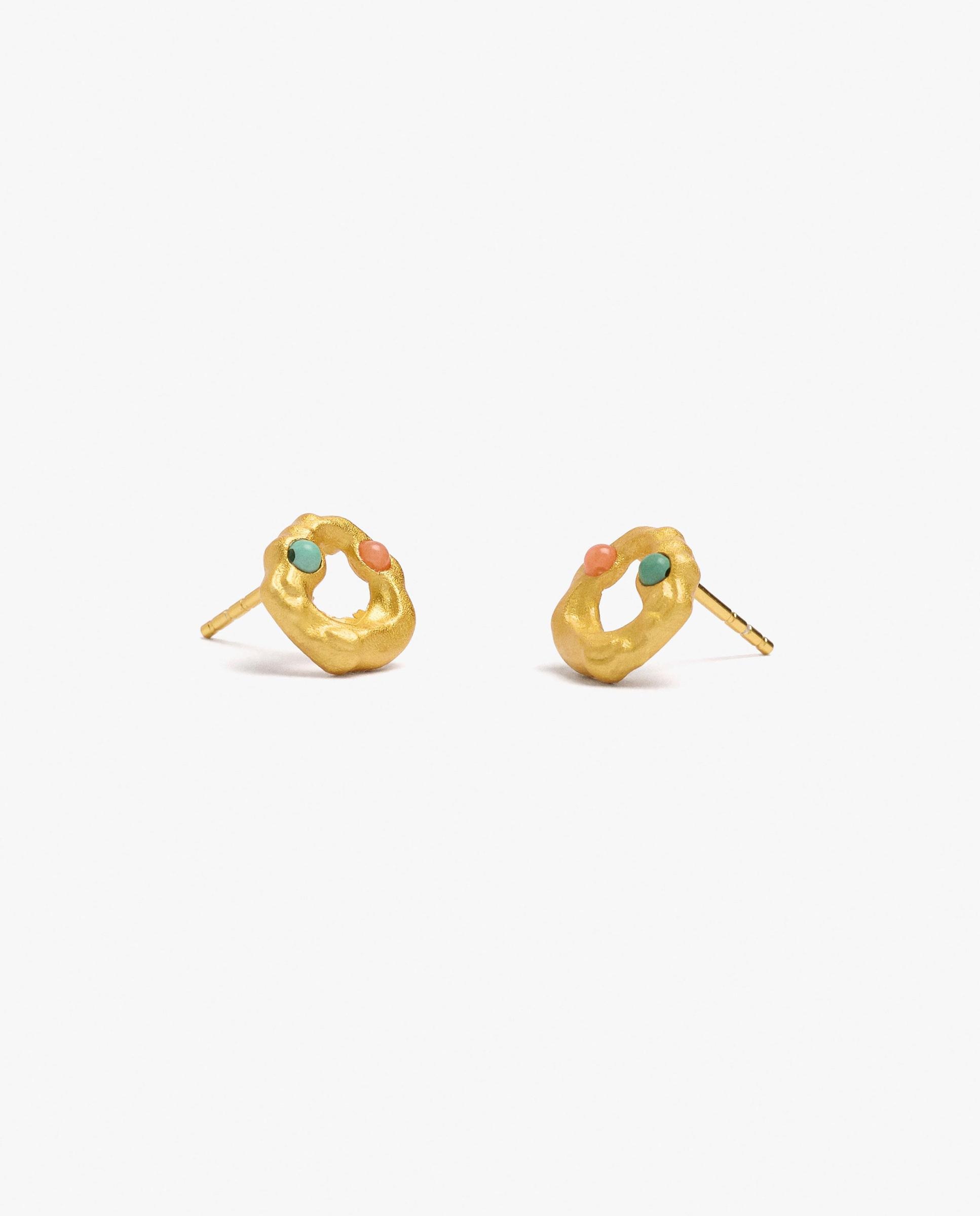 Pendientes de plata de ley con baño de oro de 18 k con perlas decorativas Multicolor Parfois Multicolor-2