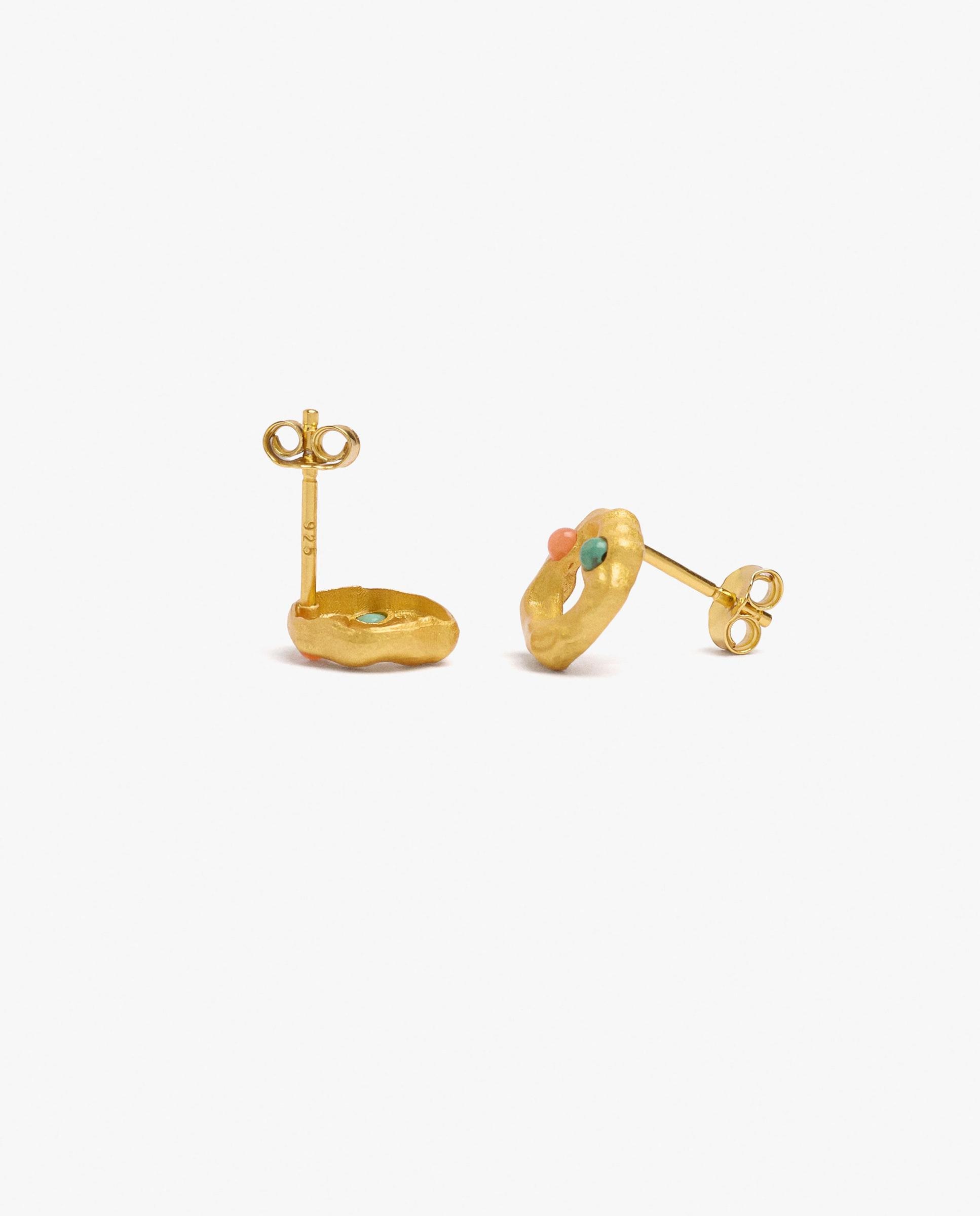 Pendientes de plata de ley con baño de oro de 18 k con perlas decorativas Multicolor Parfois Multicolor-3