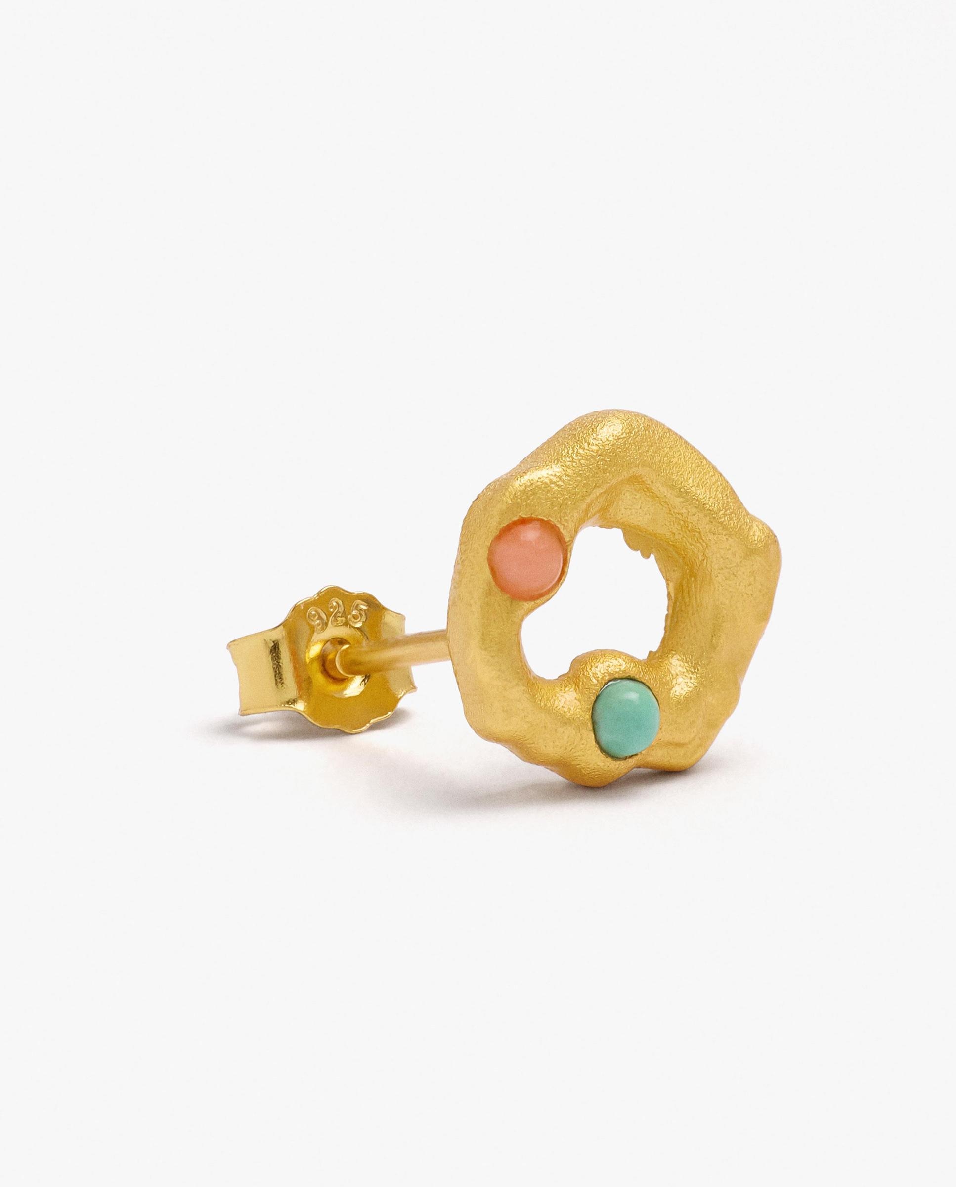 Pendientes de plata de ley con baño de oro de 18 k con perlas decorativas Multicolor Parfois Multicolor-4
