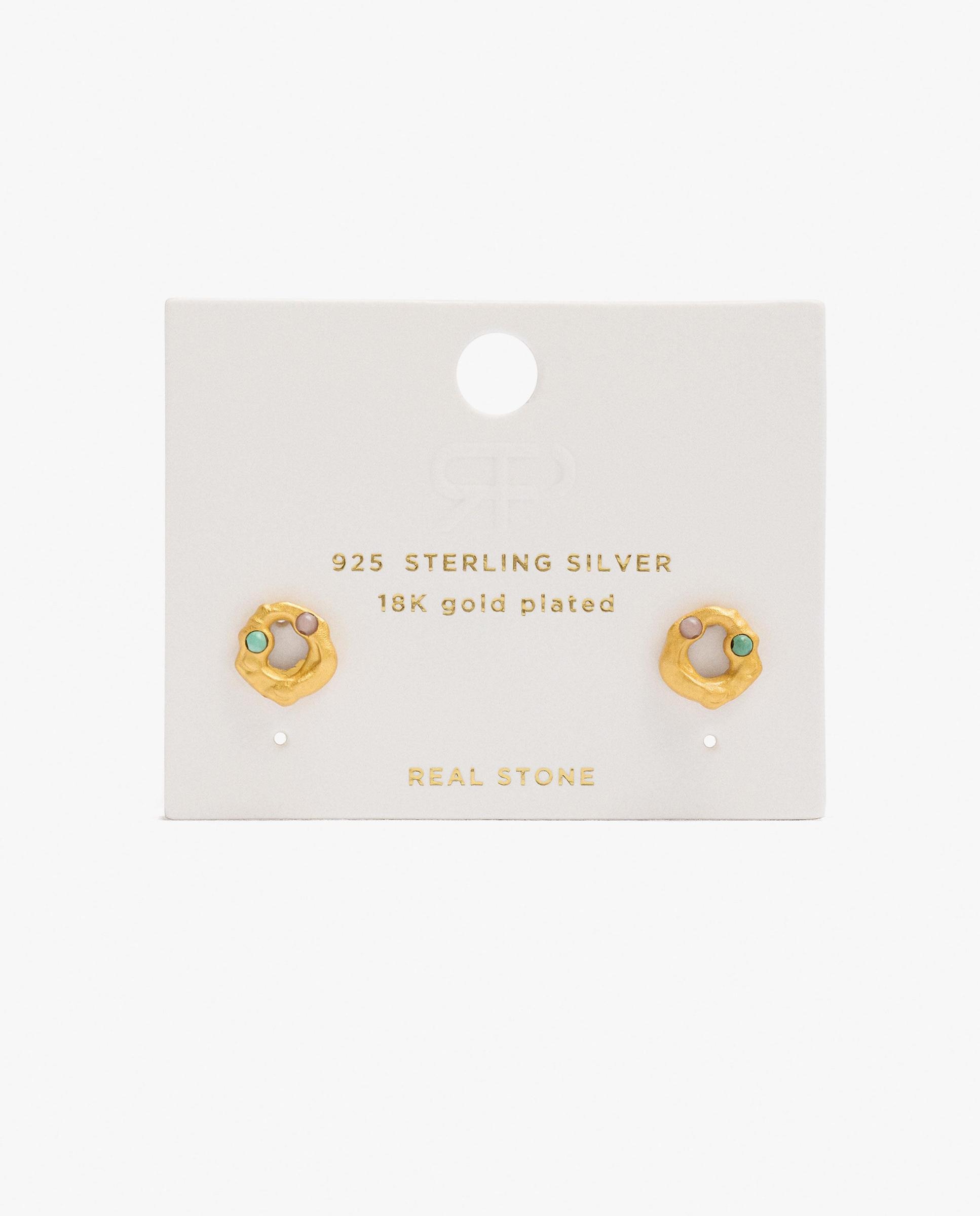 Pendientes de plata de ley con baño de oro de 18 k con perlas decorativas Multicolor Parfois Multicolor-5