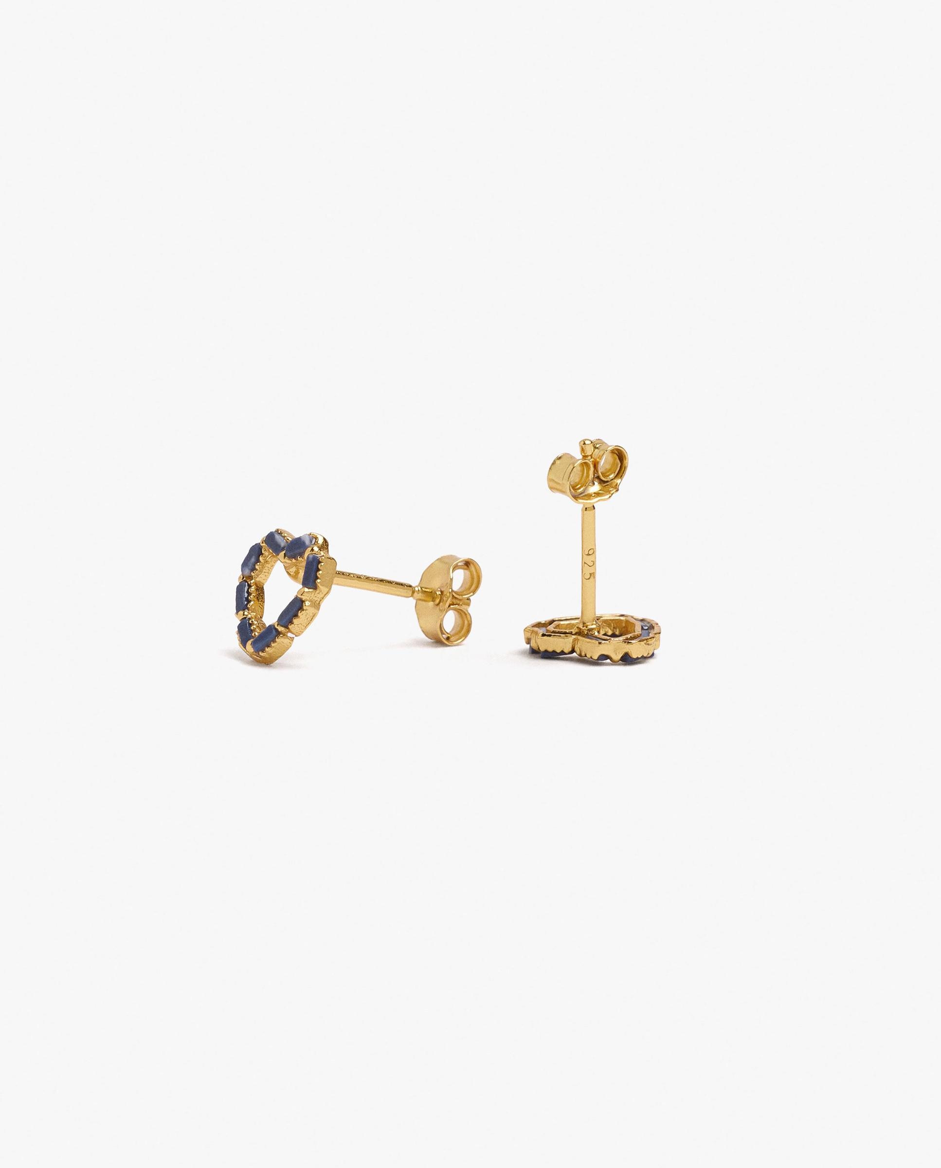 Imagen 3 de Pendientes de plata de ley con baño de oro de 18 k con forma de corazón y circonitas - Parfois - Azul Azul